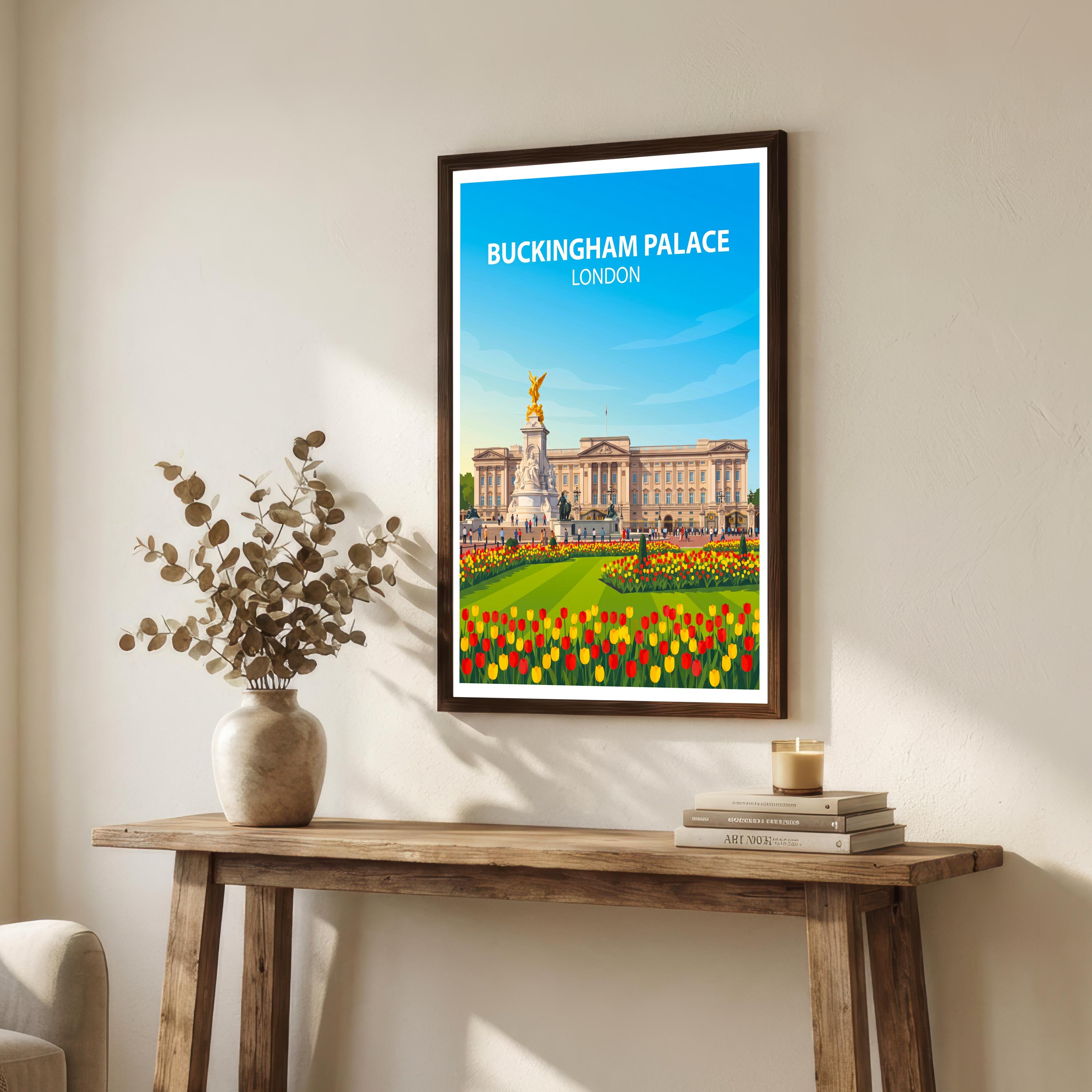 Buckingham Palace London Travel Print Royal Landmark Wall Decor British Heritage Travel Poster UK Gift Home Décor