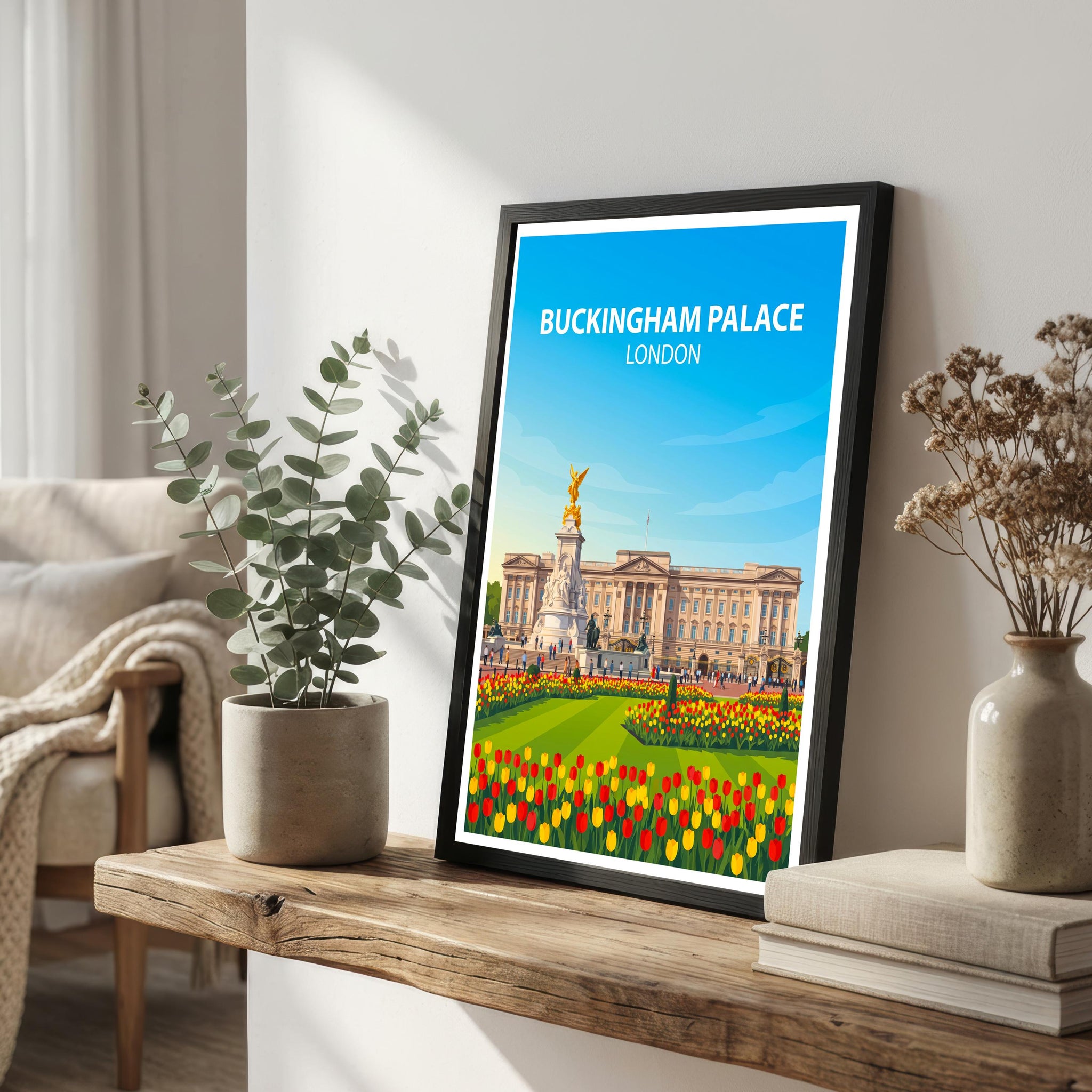 Buckingham Palace London Travel Print Royal Landmark Wall Decor British Heritage Travel Poster UK Gift Home Décor