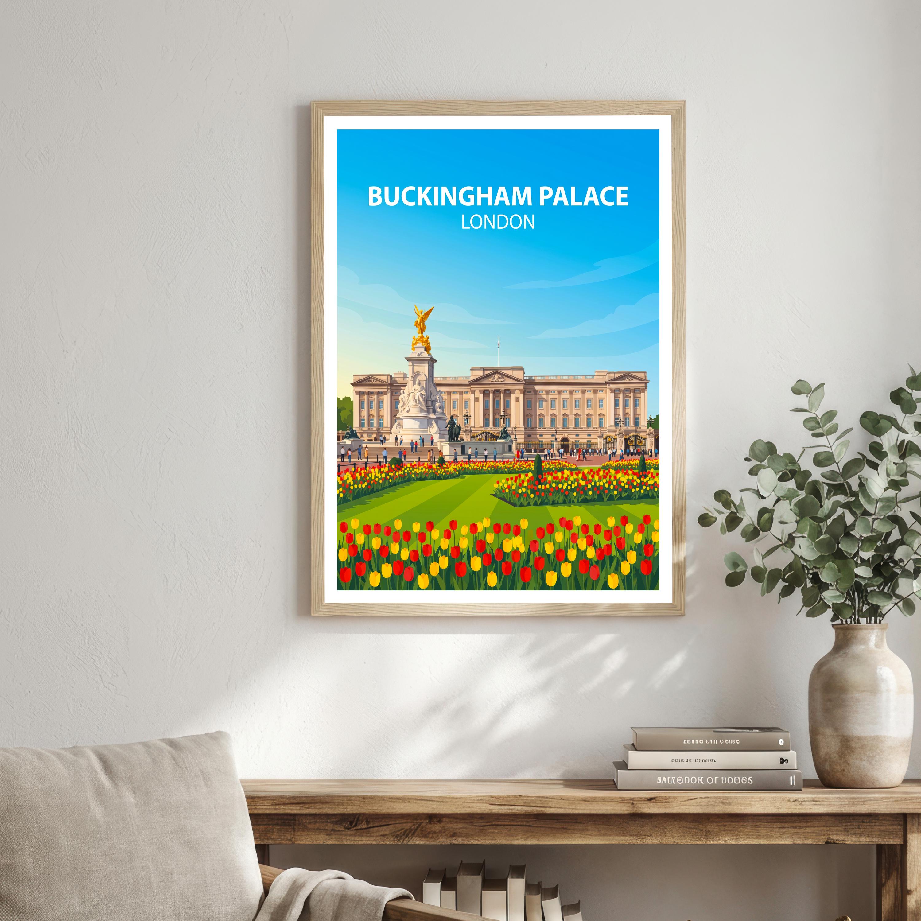 Buckingham Palace London Travel Print Royal Landmark Wall Decor British Heritage Travel Poster UK Gift Home Décor