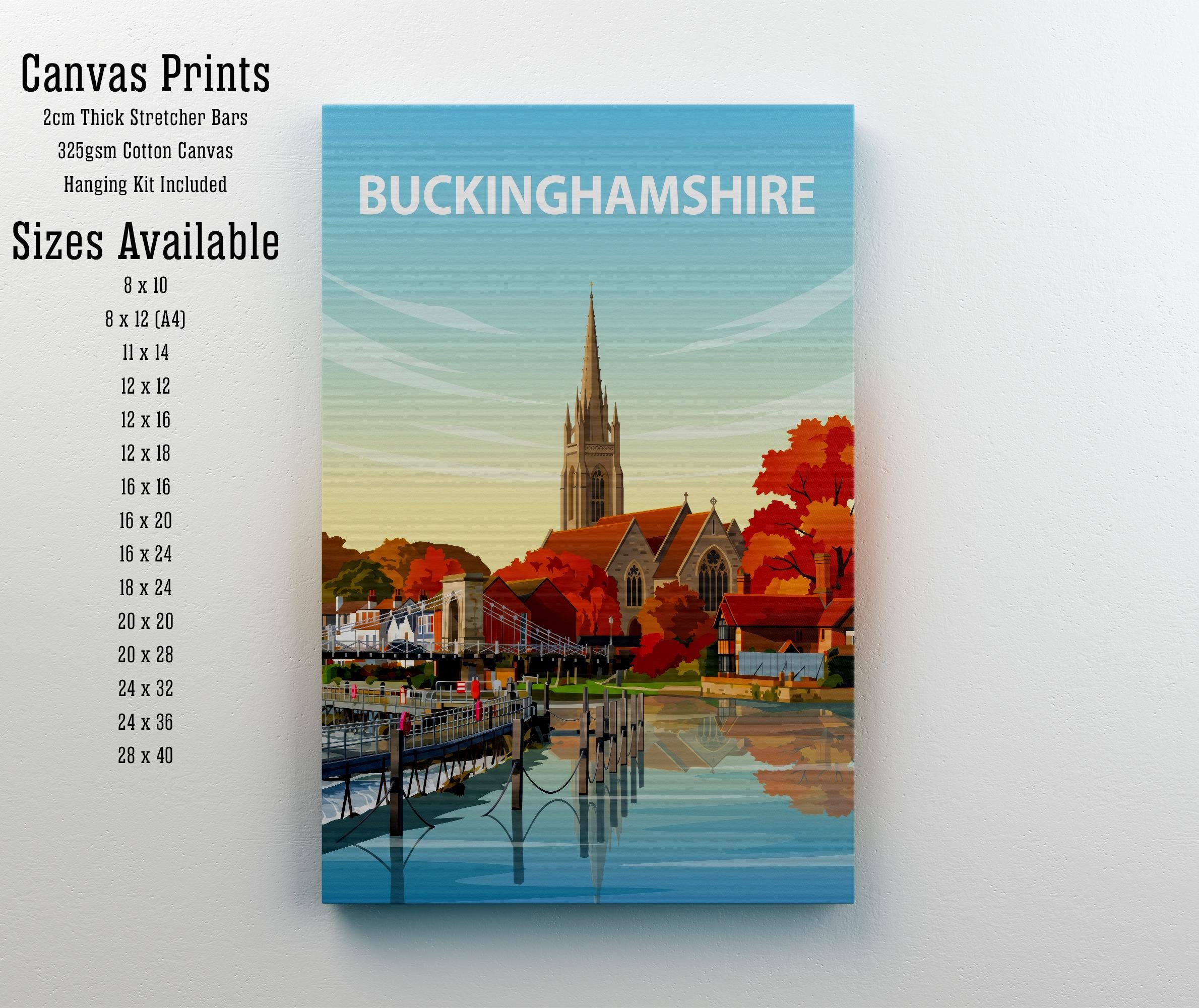 Buckinghamshire England Travel Print Chiltern Countryside Wall Decor Historic County Travel Poster UK Gift Home Décor