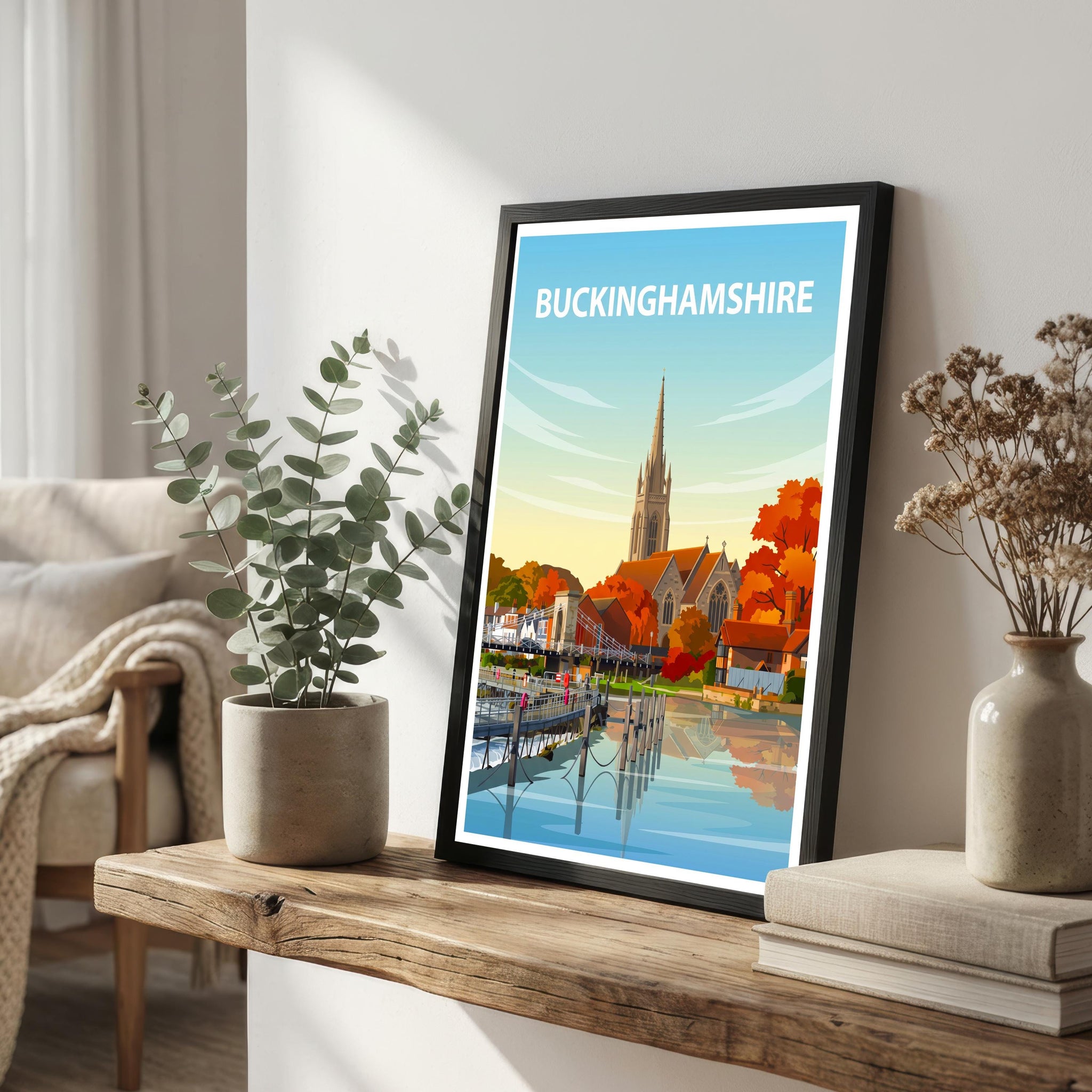 Buckinghamshire England Travel Print Chiltern Countryside Wall Decor Historic County Travel Poster UK Gift Home Décor