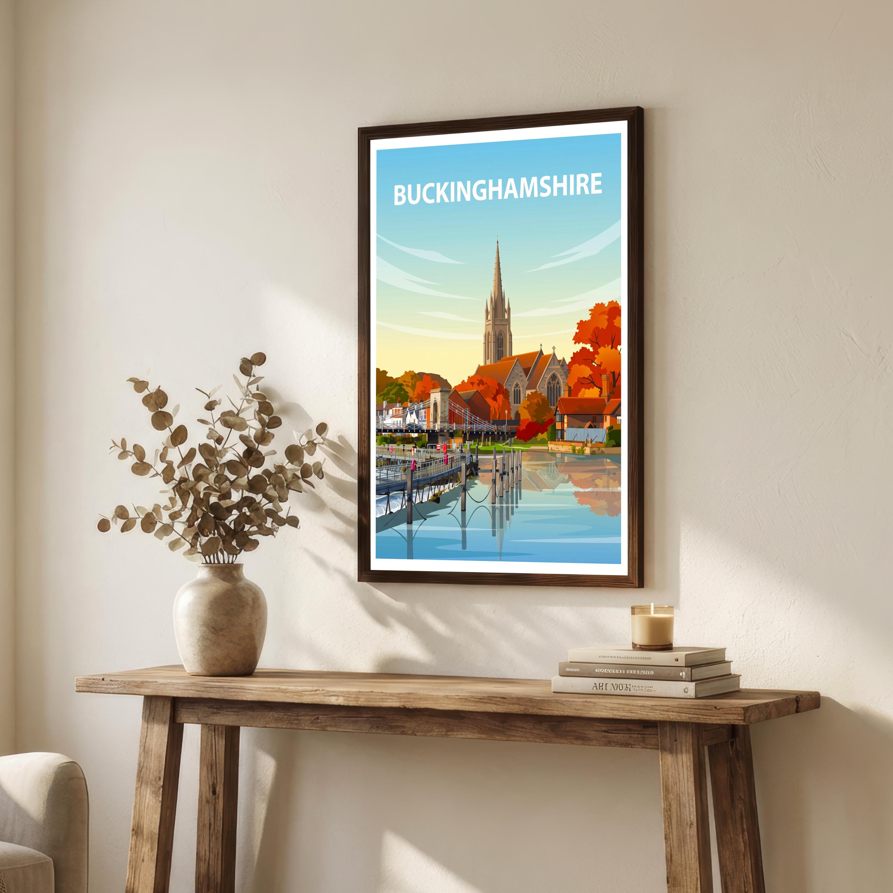 Buckinghamshire England Travel Print Chiltern Countryside Wall Decor Historic County Travel Poster UK Gift Home Décor