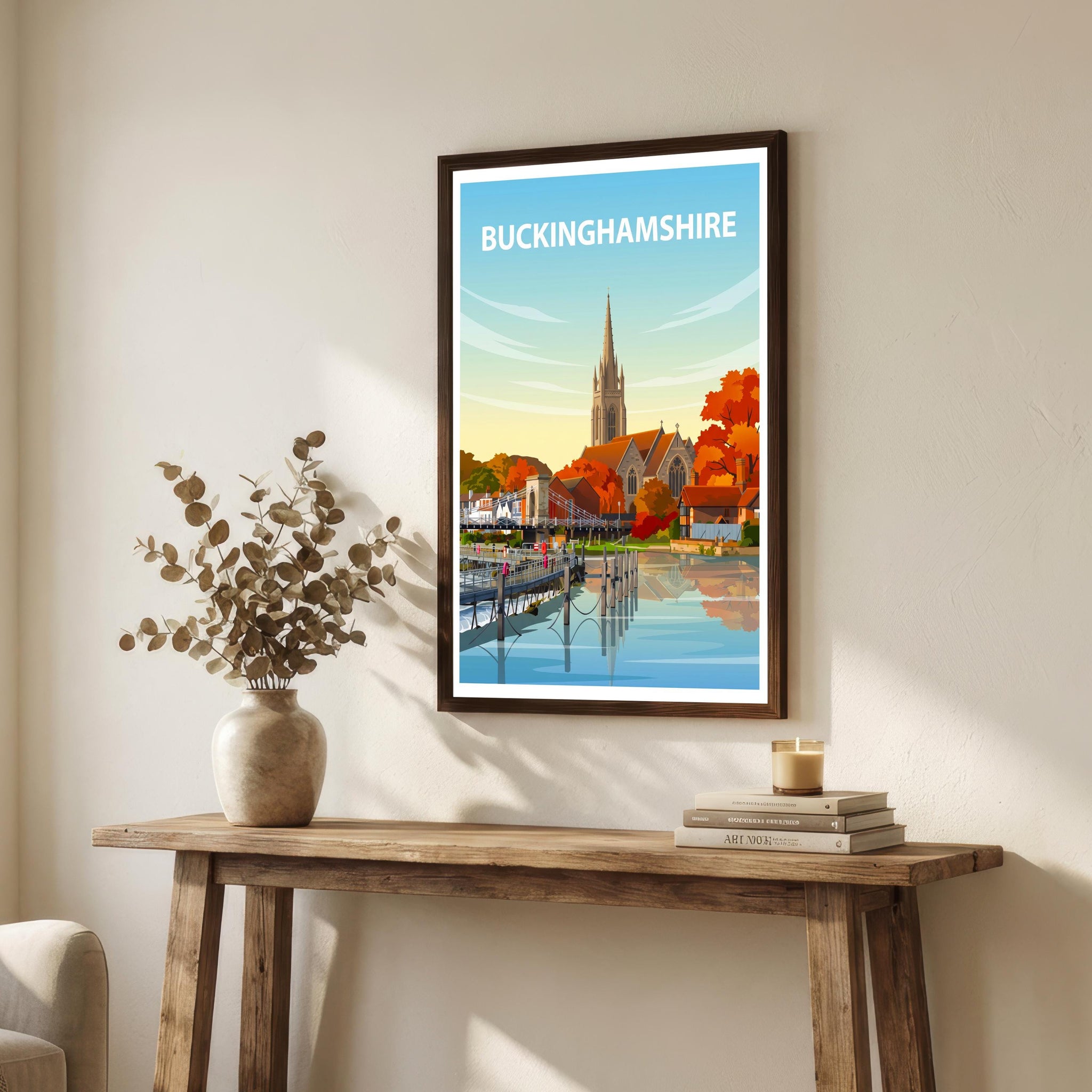 Buckinghamshire England Travel Print Chiltern Countryside Wall Decor Historic County Travel Poster UK Gift Home Décor