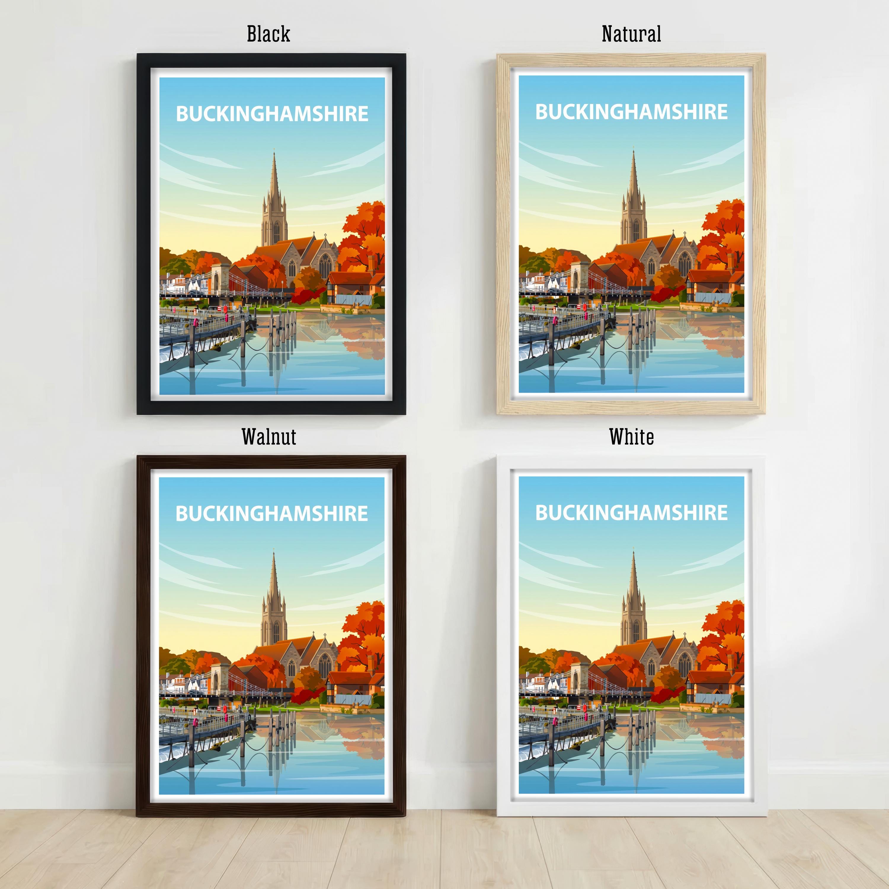 Buckinghamshire England Travel Print Chiltern Countryside Wall Decor Historic County Travel Poster UK Gift Home Décor