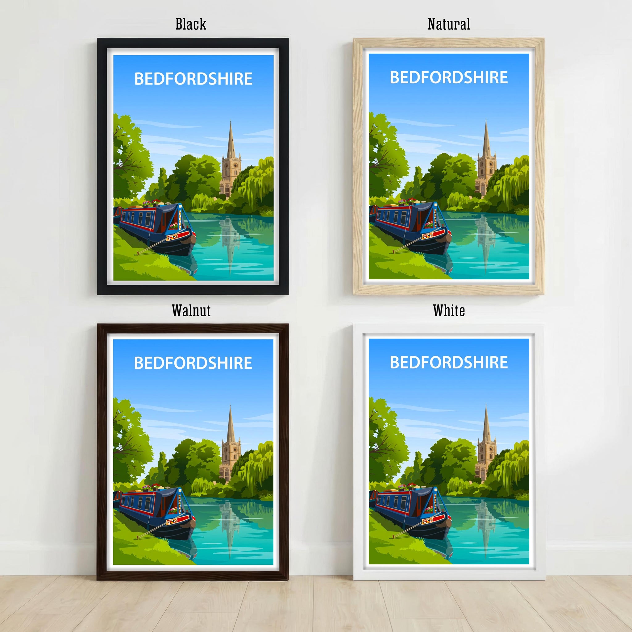 Bedfordshire England Travel Print English Countryside Wall Decor Historic County Travel Poster UK Gift Home Décor