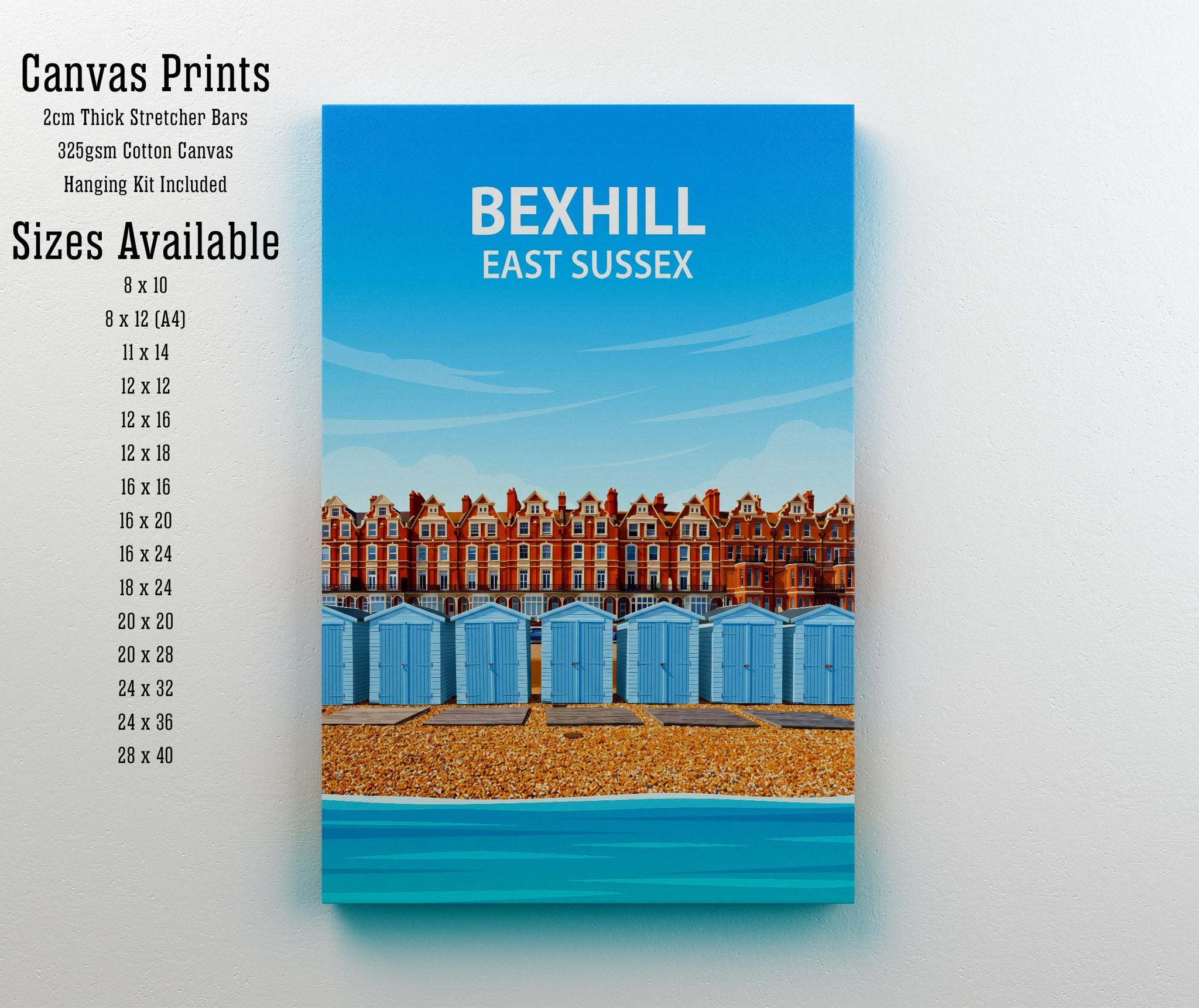 Bexhill East Sussex Travel Print Seaside Town Wall Decor English Coast Travel Poster UK Gift Home Décor