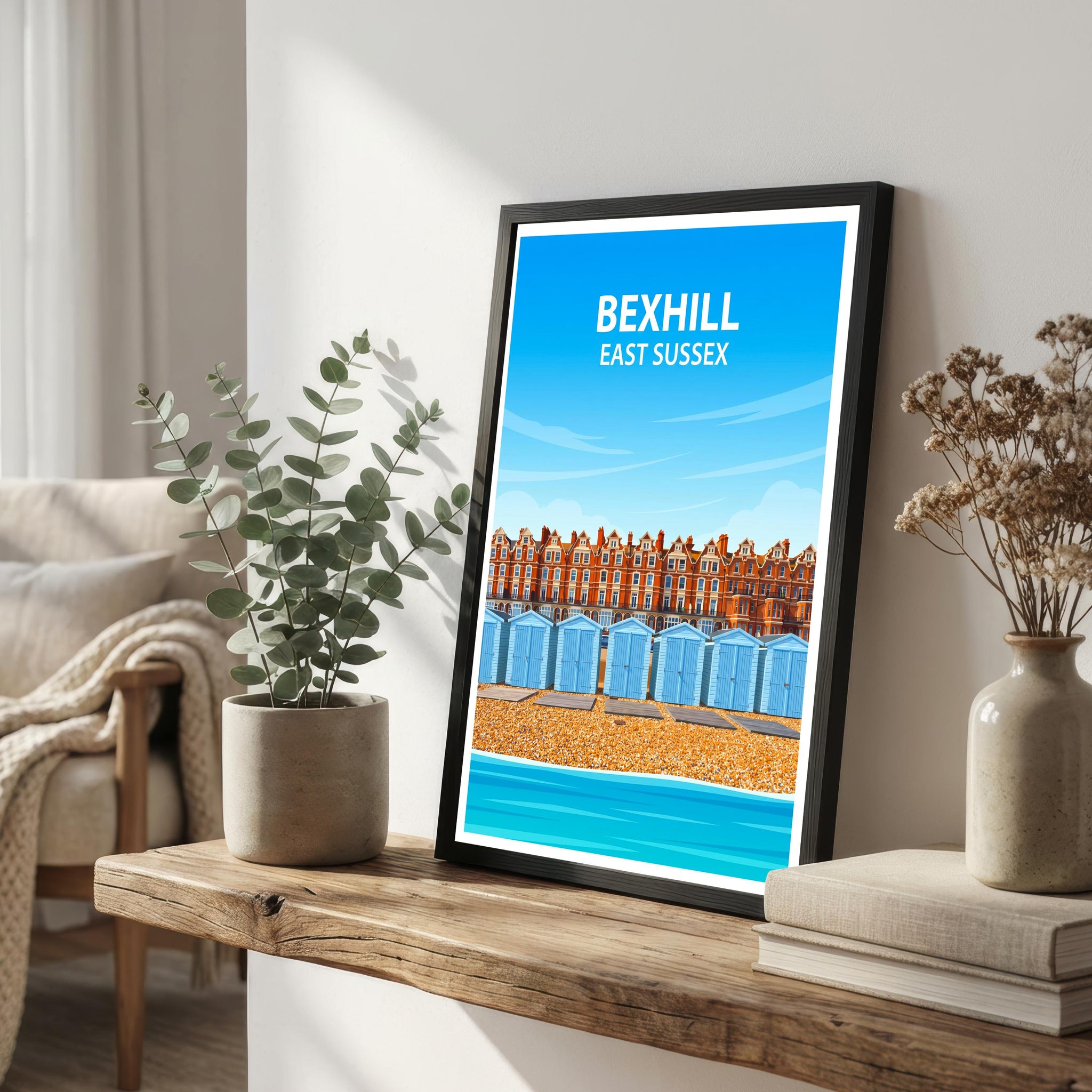 Bexhill East Sussex Travel Print Seaside Town Wall Decor English Coast Travel Poster UK Gift Home Décor
