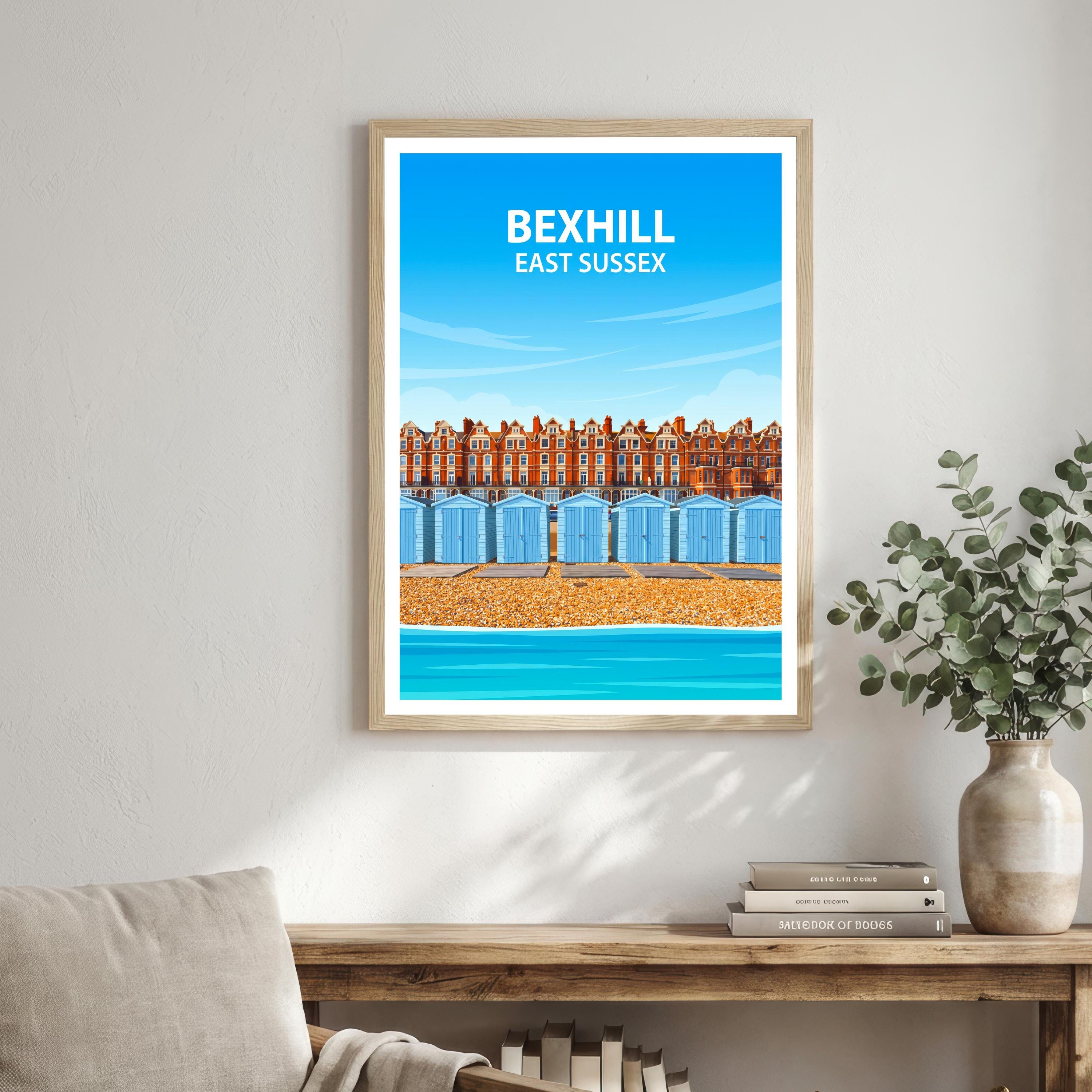 Bexhill East Sussex Travel Print Seaside Town Wall Decor English Coast Travel Poster UK Gift Home Décor