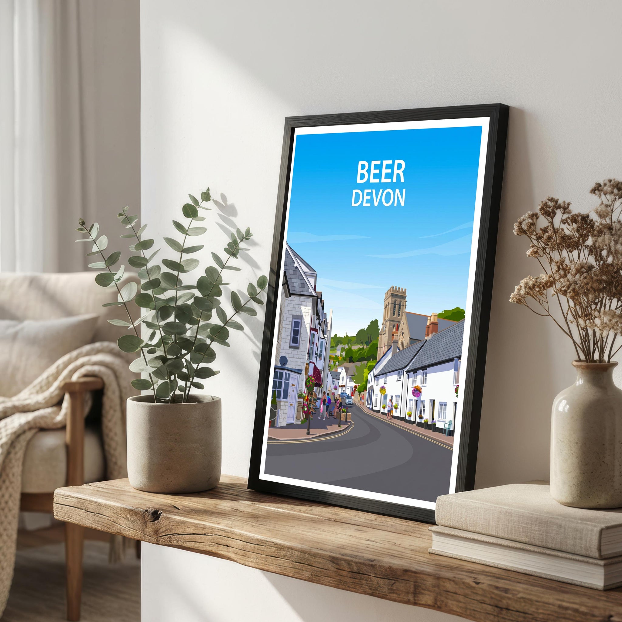 Beer Devon Travel Print Seaside Village Wall Decor Jurassic Coast Travel Poster UK Gift Home Décor