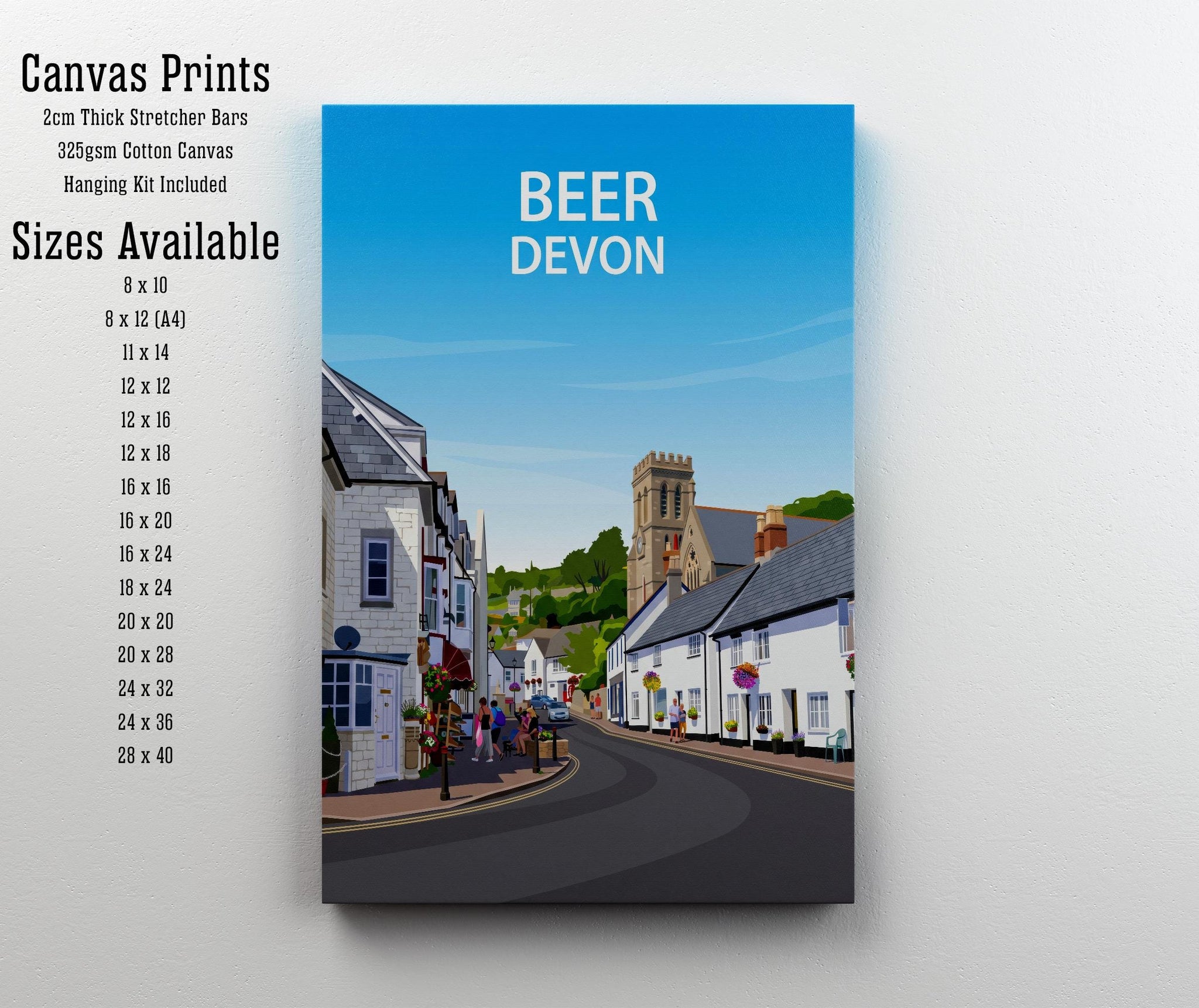 Beer Devon Travel Print Seaside Village Wall Decor Jurassic Coast Travel Poster UK Gift Home Décor