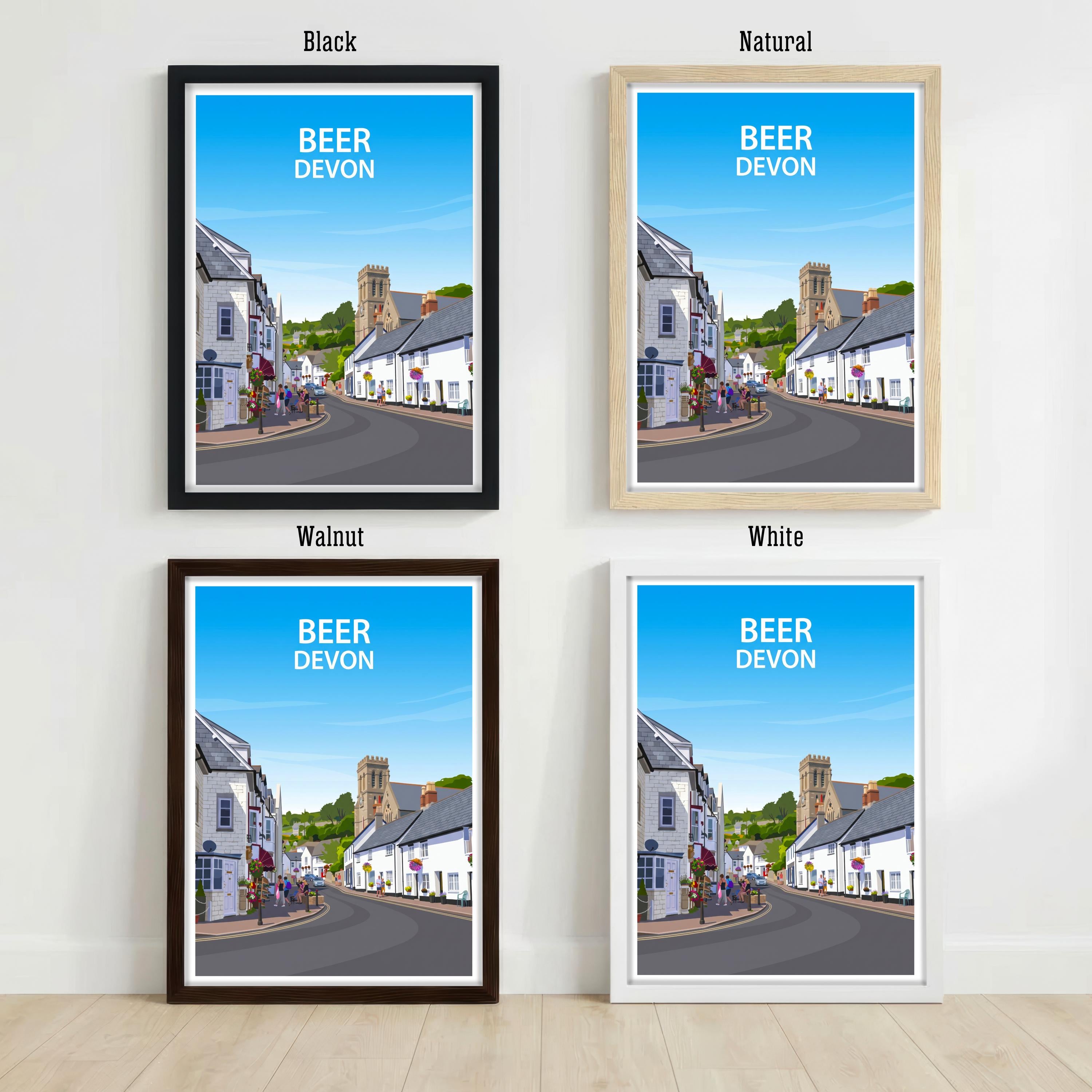 Beer Devon Travel Print Seaside Village Wall Decor Jurassic Coast Travel Poster UK Gift Home Décor