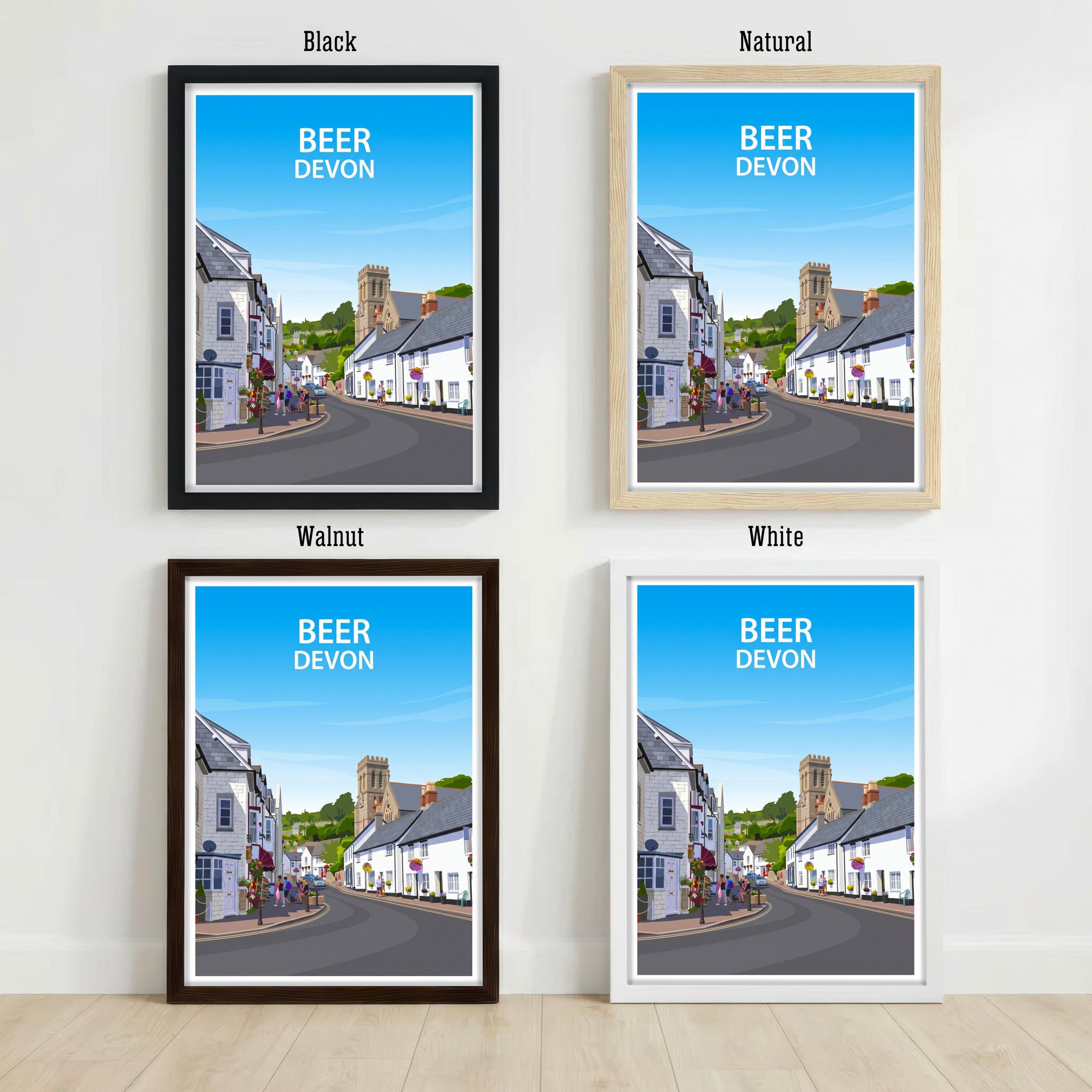 Beer Devon Travel Print Seaside Village Wall Decor Jurassic Coast Travel Poster UK Gift Home Décor