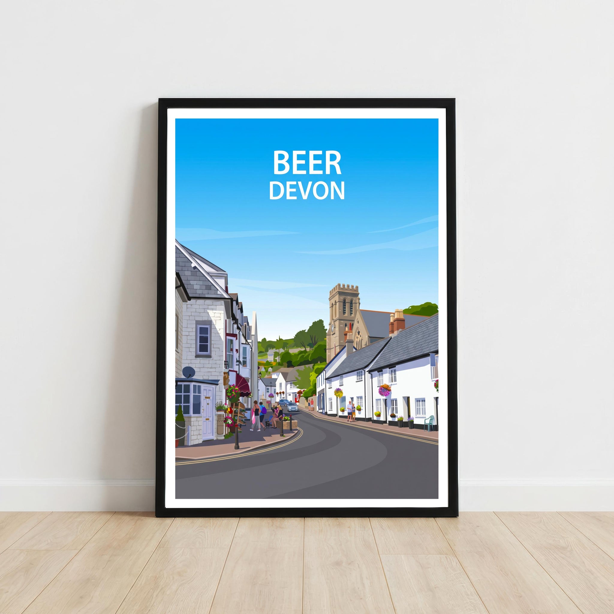 Beer Devon Travel Print Seaside Village Wall Decor Jurassic Coast Travel Poster UK Gift Home Décor