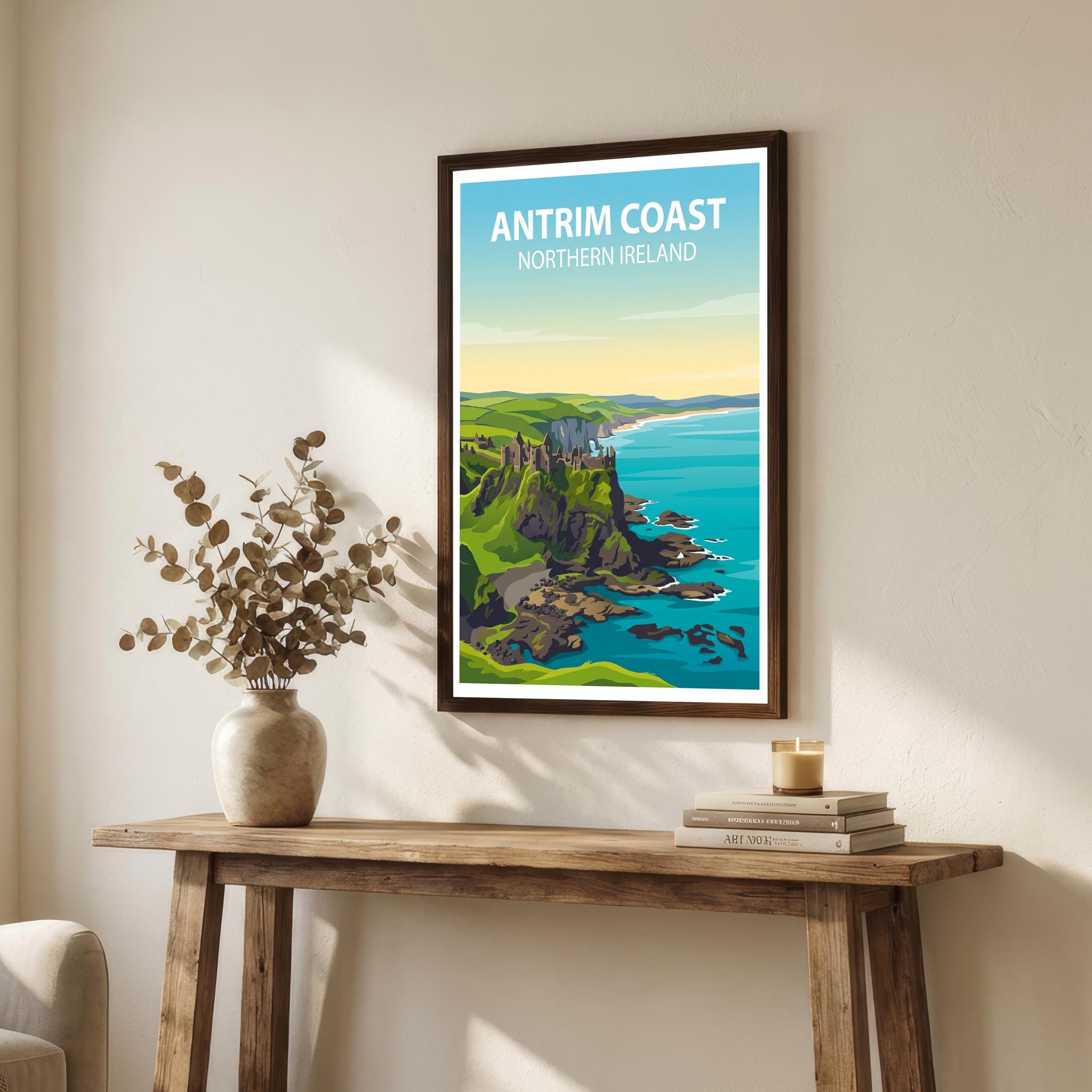 Antrim Coast Northern Ireland Art Print Coastal Landscape Wall Decor Irish Travel Poster UK Gift Home Décor