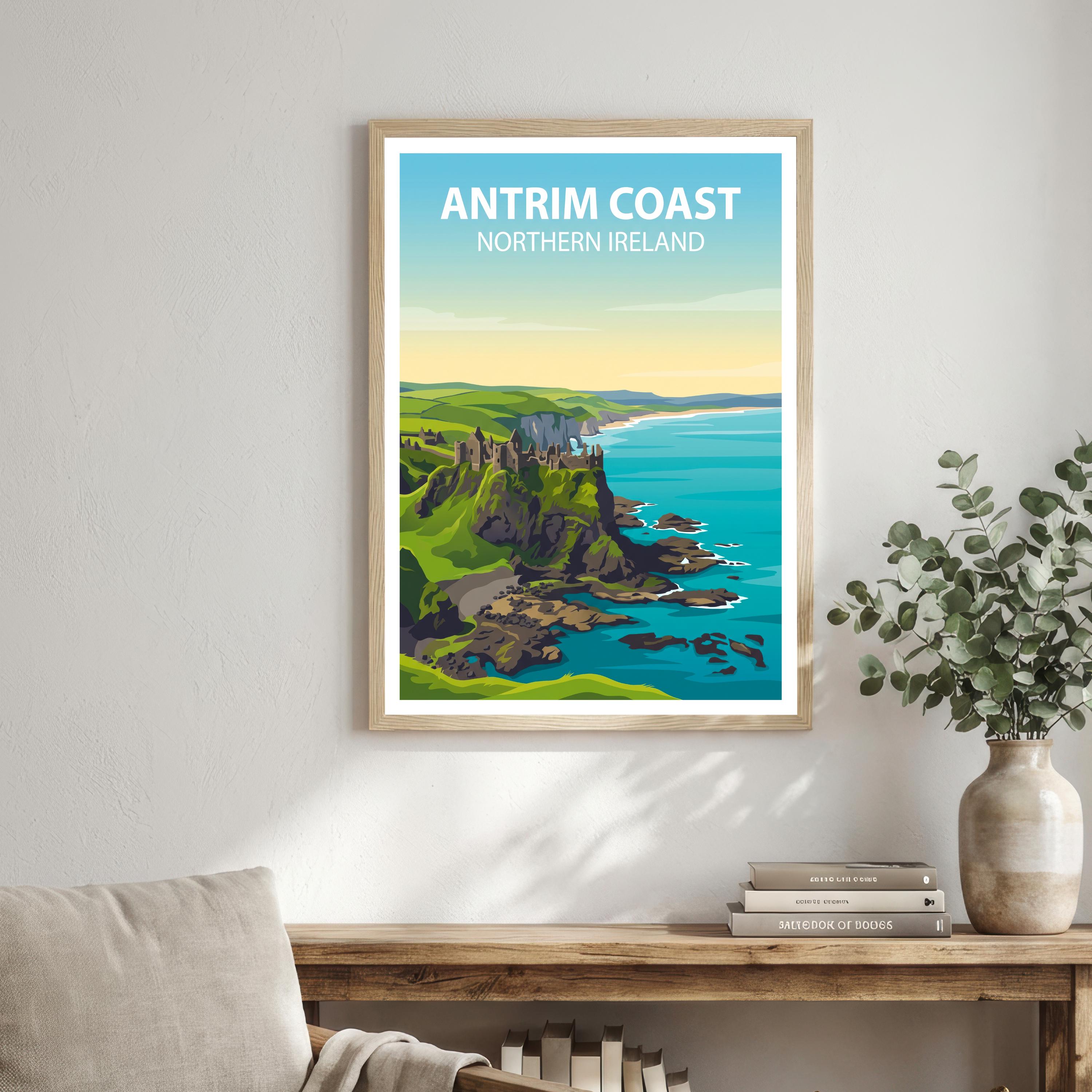 Antrim Coast Northern Ireland Art Print Coastal Landscape Wall Decor Irish Travel Poster UK Gift Home Décor