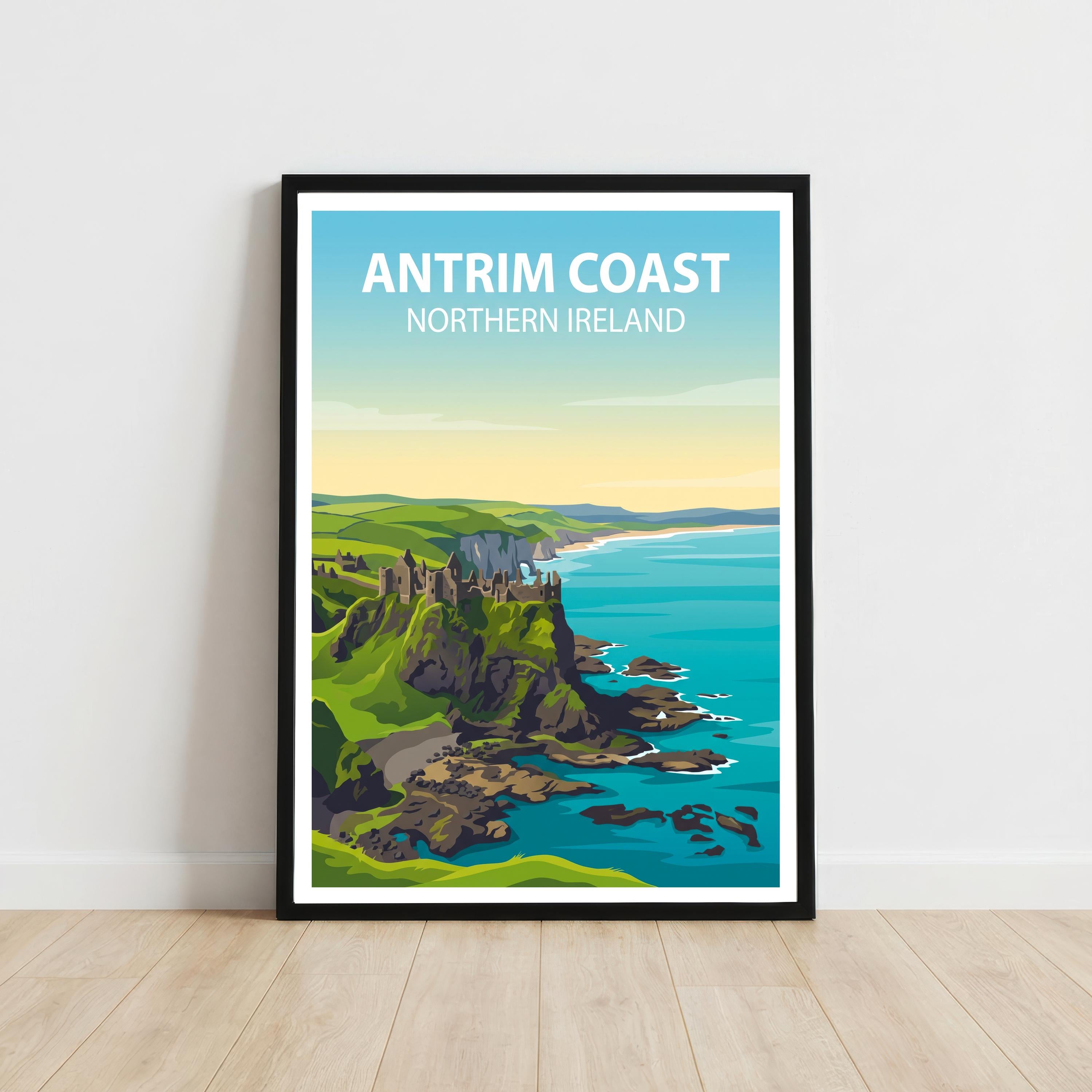 Antrim Coast Northern Ireland Art Print Coastal Landscape Wall Decor Irish Travel Poster UK Gift Home Décor