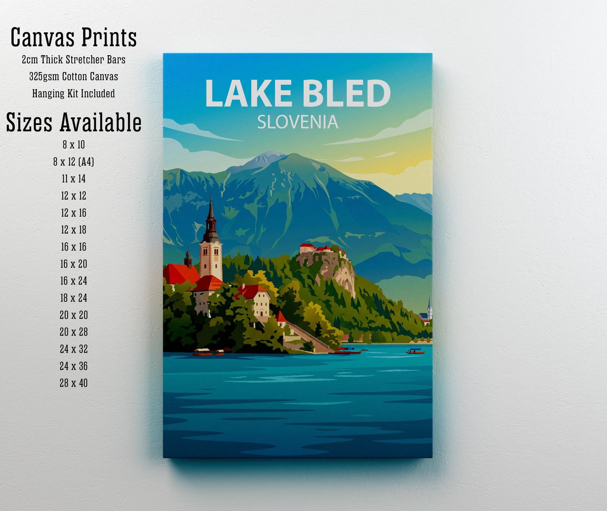 Lake Bled Slovenia Art Print Alpine Lake Wall Decor Scenic Landscape Travel Poster European Gift Home Décor