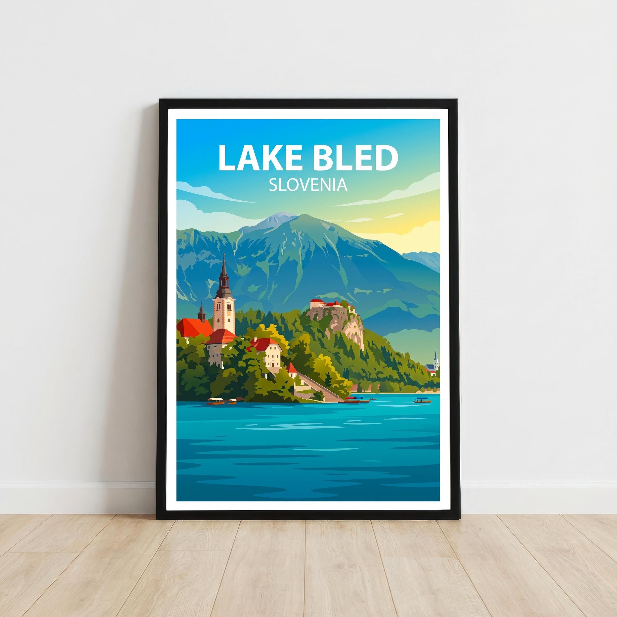 Lake Bled Slovenia Art Print Alpine Lake Wall Decor Scenic Landscape Travel Poster European Gift Home Décor