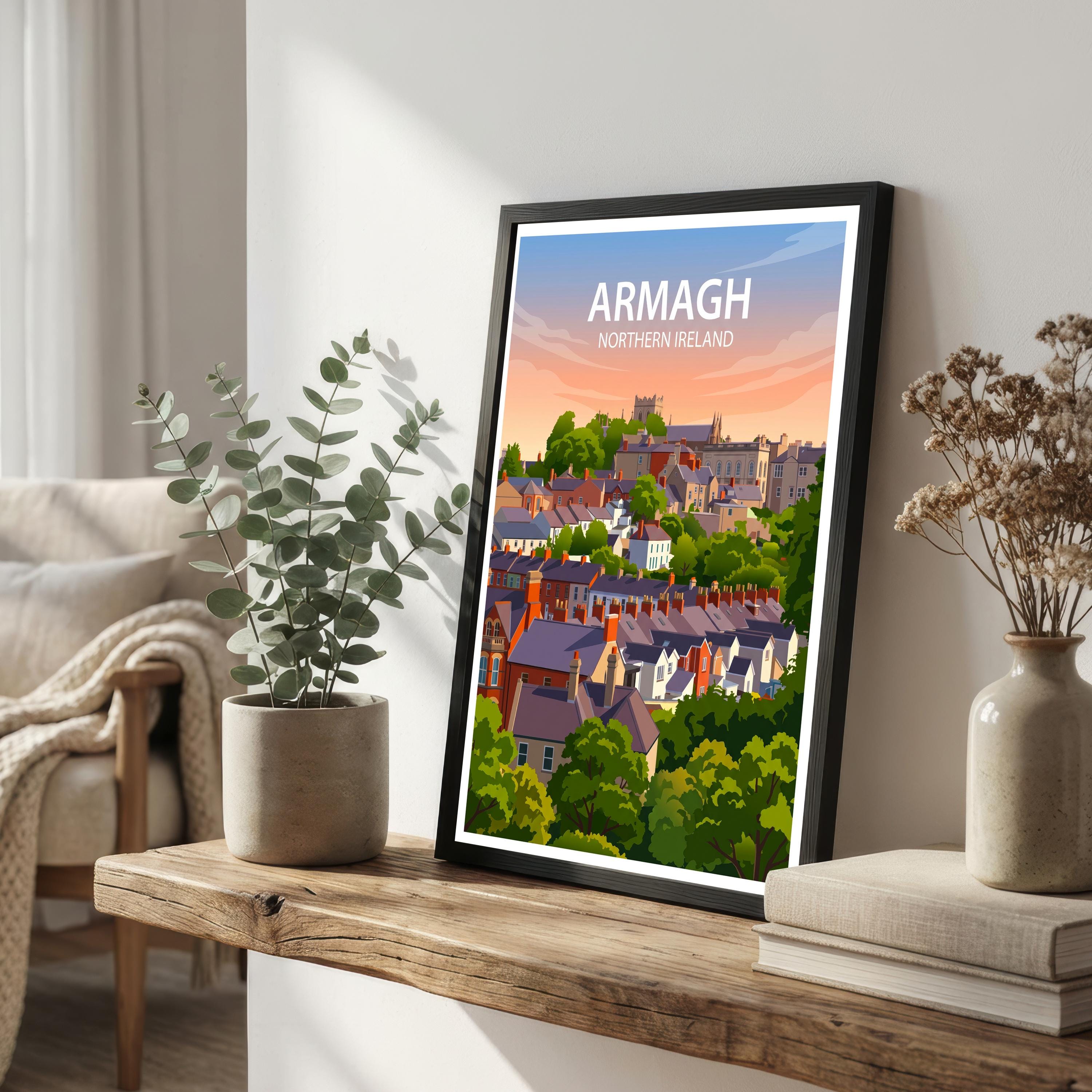 Armagh Northern Ireland Travel Print Cathedral City Wall Decor Irish Landmark Travel Poster UK Gift Home Décor