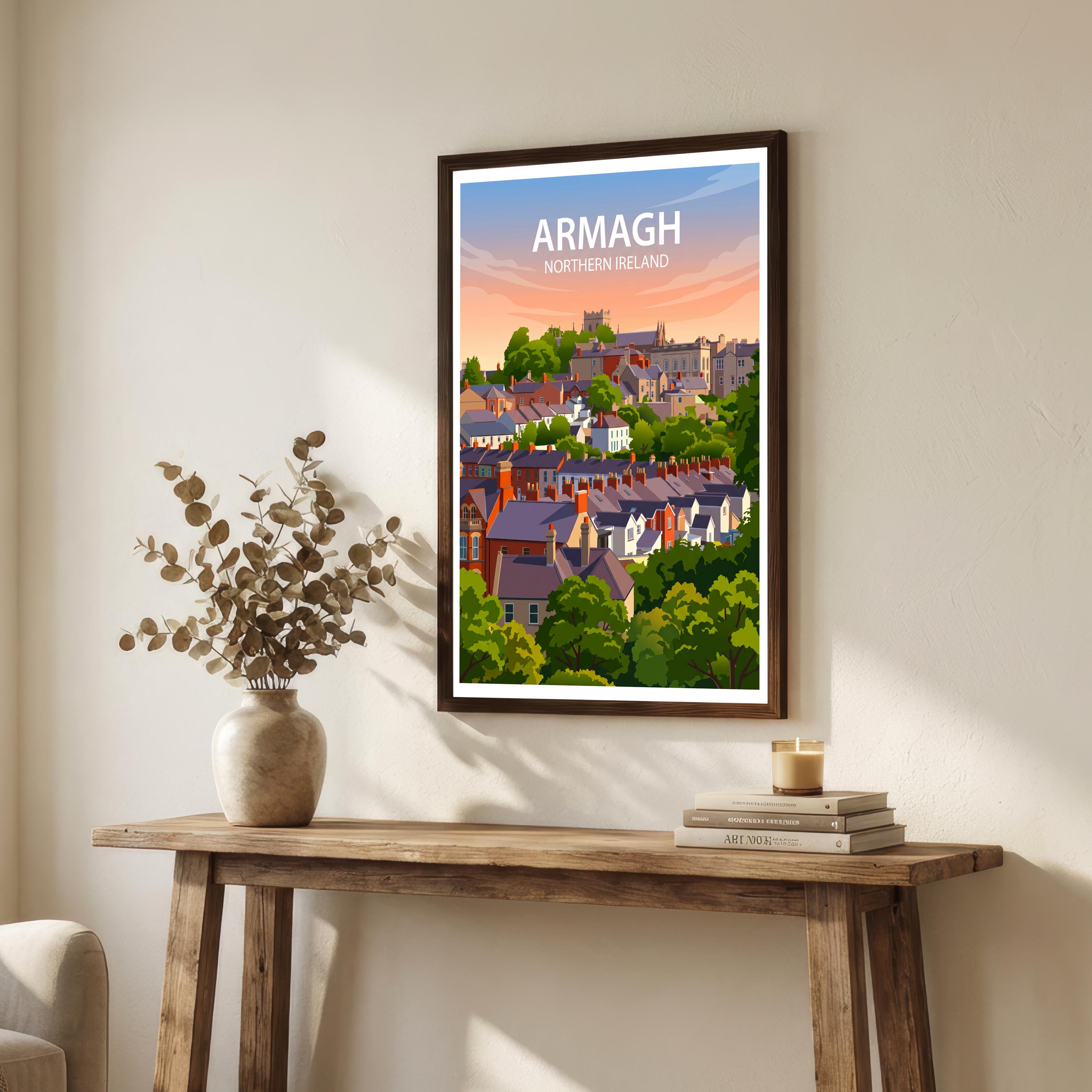 Armagh Northern Ireland Travel Print Cathedral City Wall Decor Irish Landmark Travel Poster UK Gift Home Décor