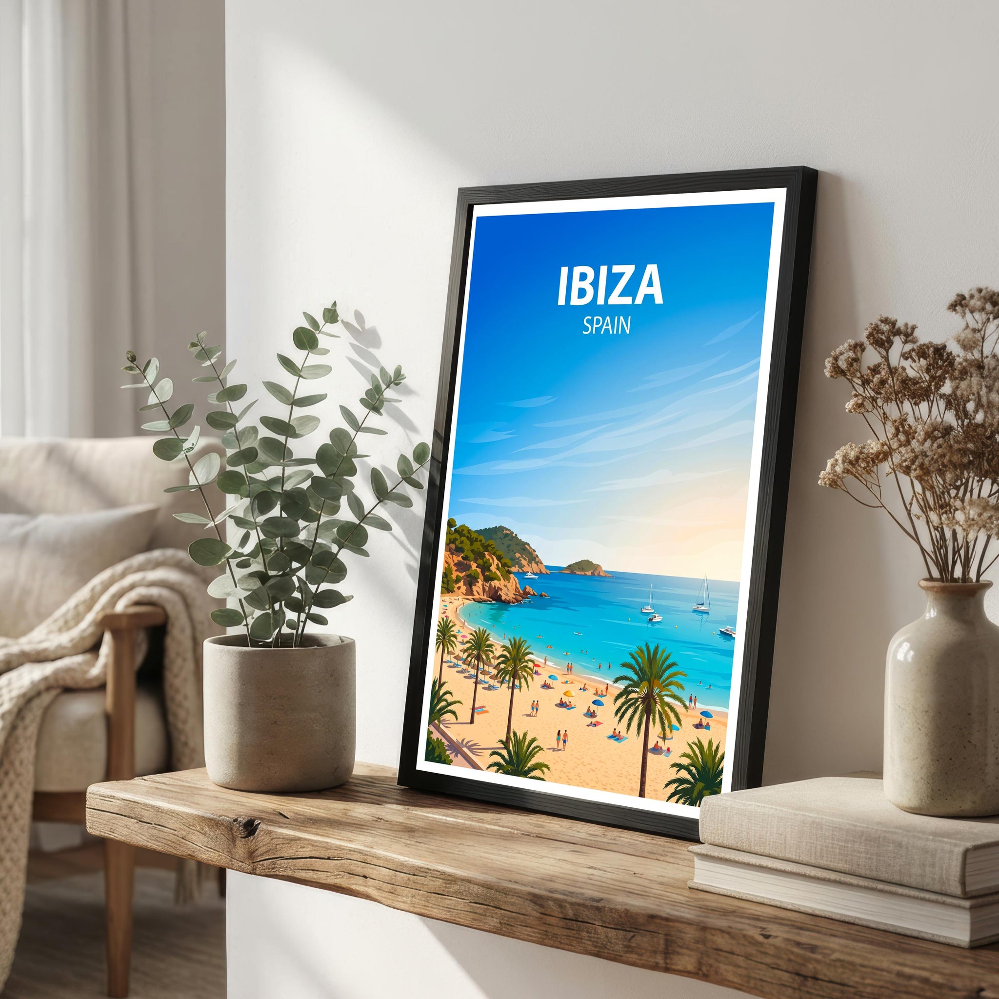 Ibiza Spain Travel Print Mediterranean Island Wall Decor Beach Landscape Travel Poster European Gift Home Décor