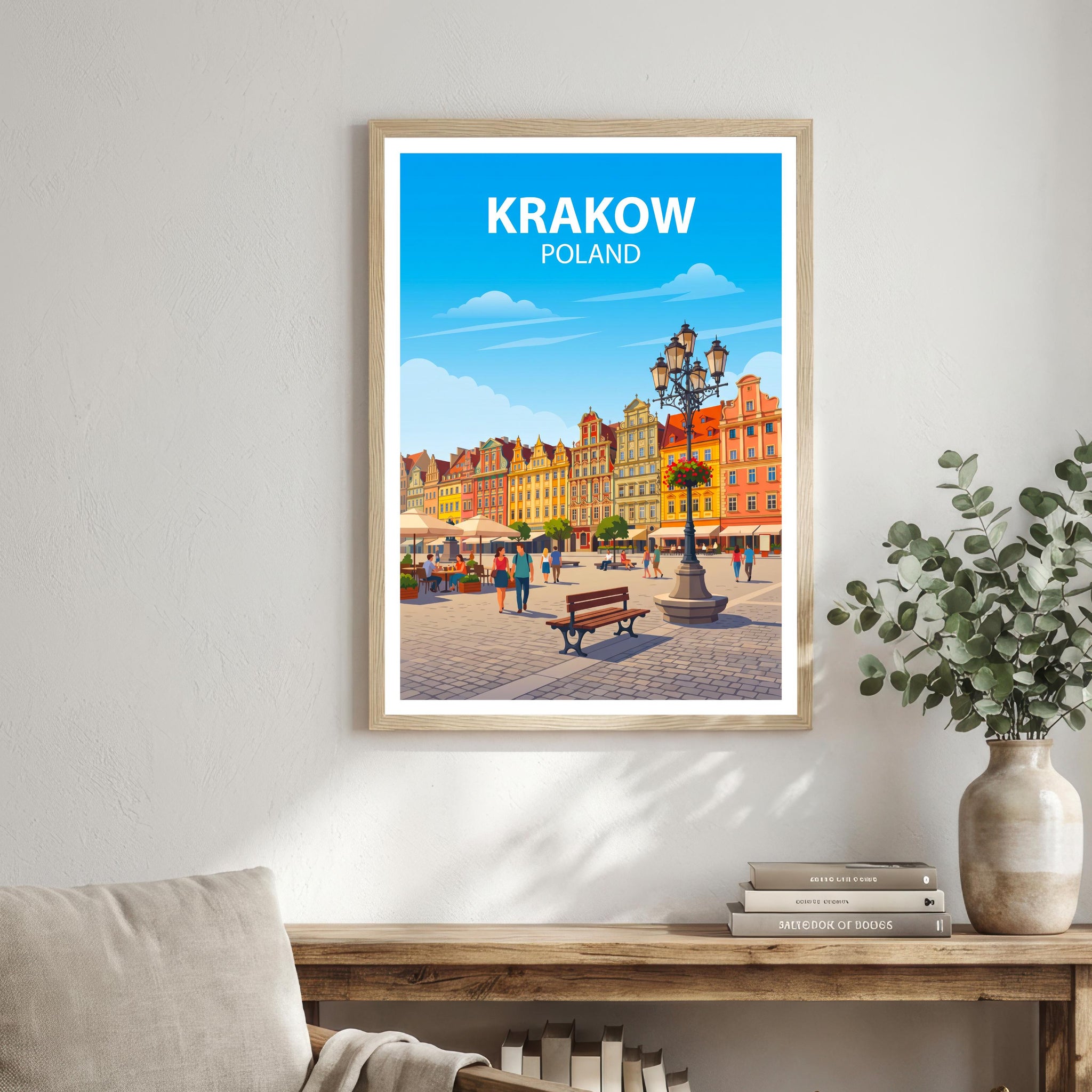 Krakow Poland Travel Print Historic City Wall Decor European Landmark Travel Poster Polish Gift Home Décor