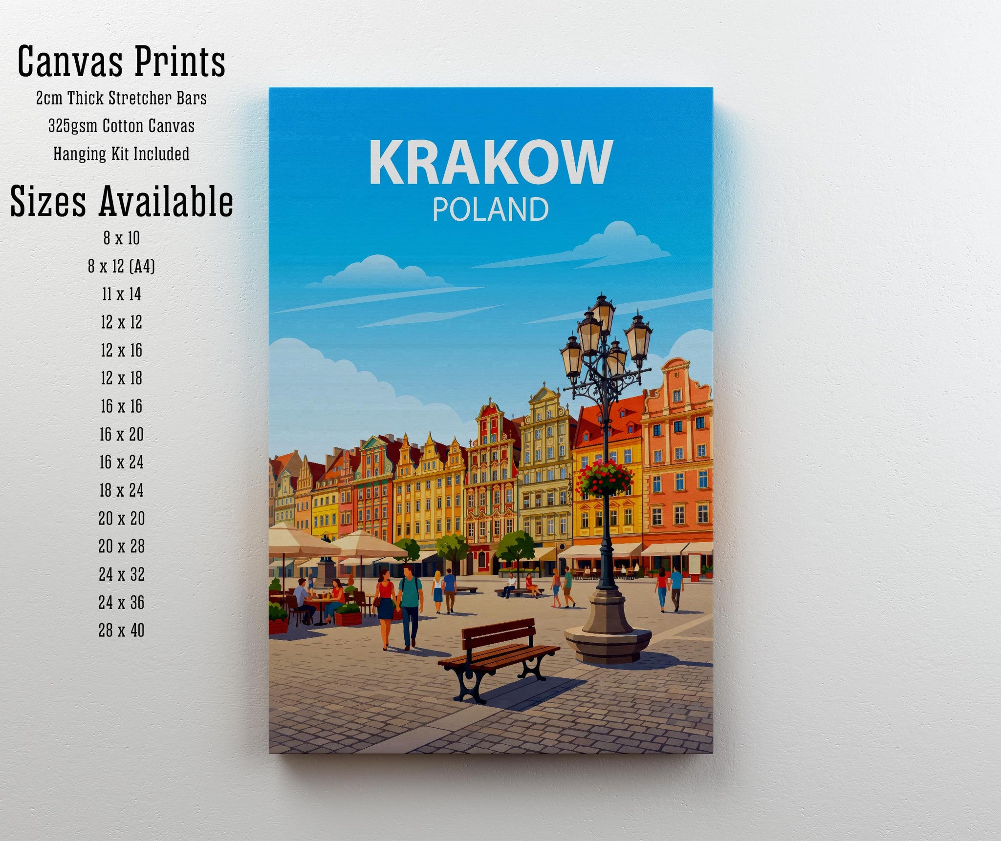 Krakow Poland Travel Print Historic City Wall Decor European Landmark Travel Poster Polish Gift Home Décor