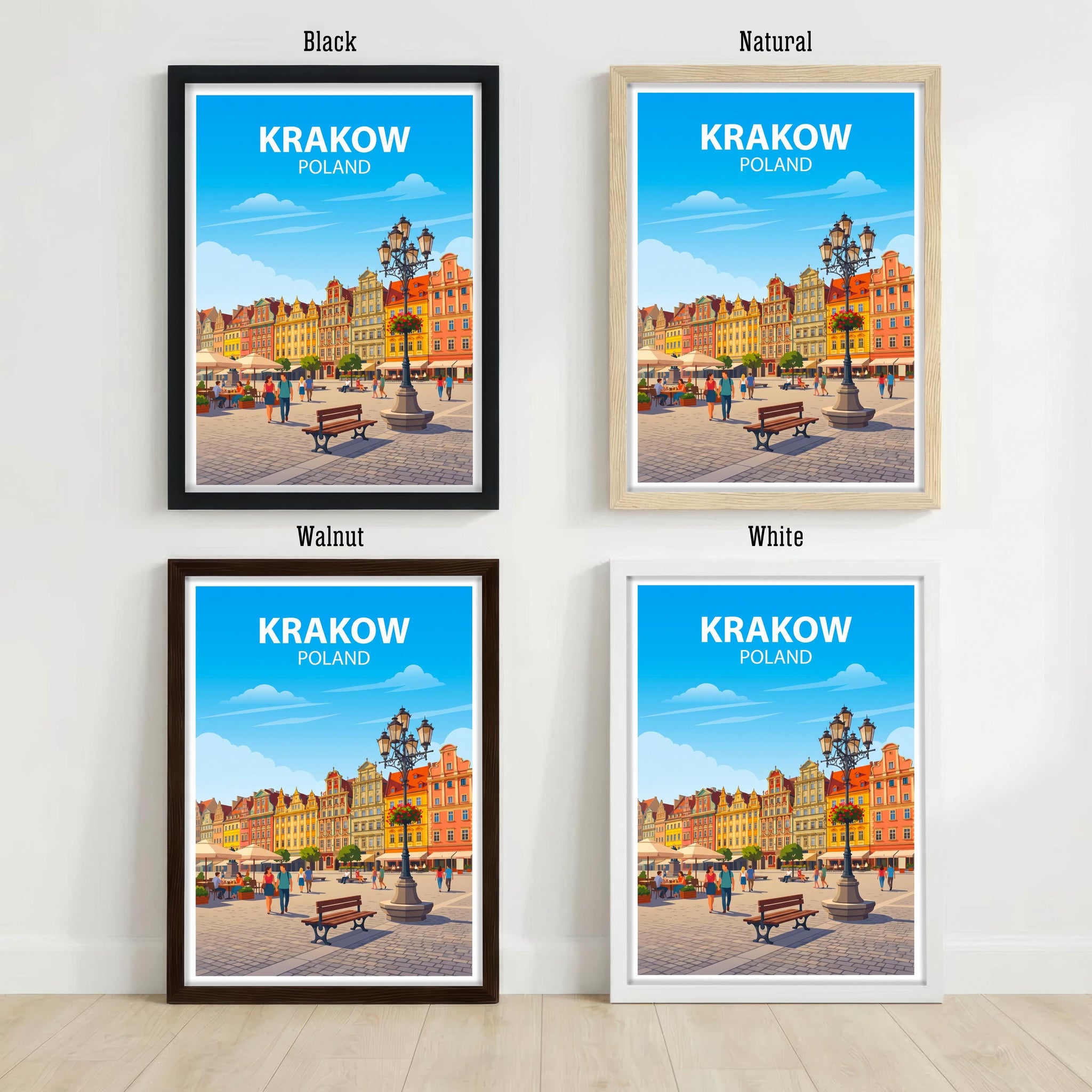 Krakow Poland Travel Print Historic City Wall Decor European Landmark Travel Poster Polish Gift Home Décor