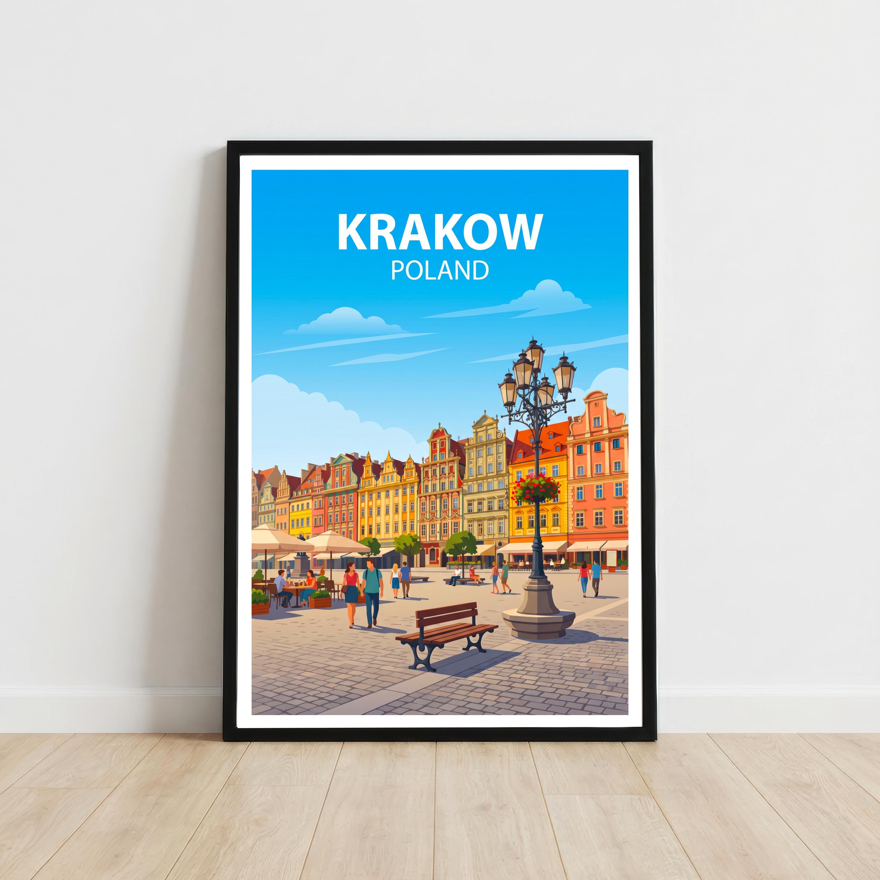Krakow Poland Travel Print Historic City Wall Decor European Landmark Travel Poster Polish Gift Home Décor