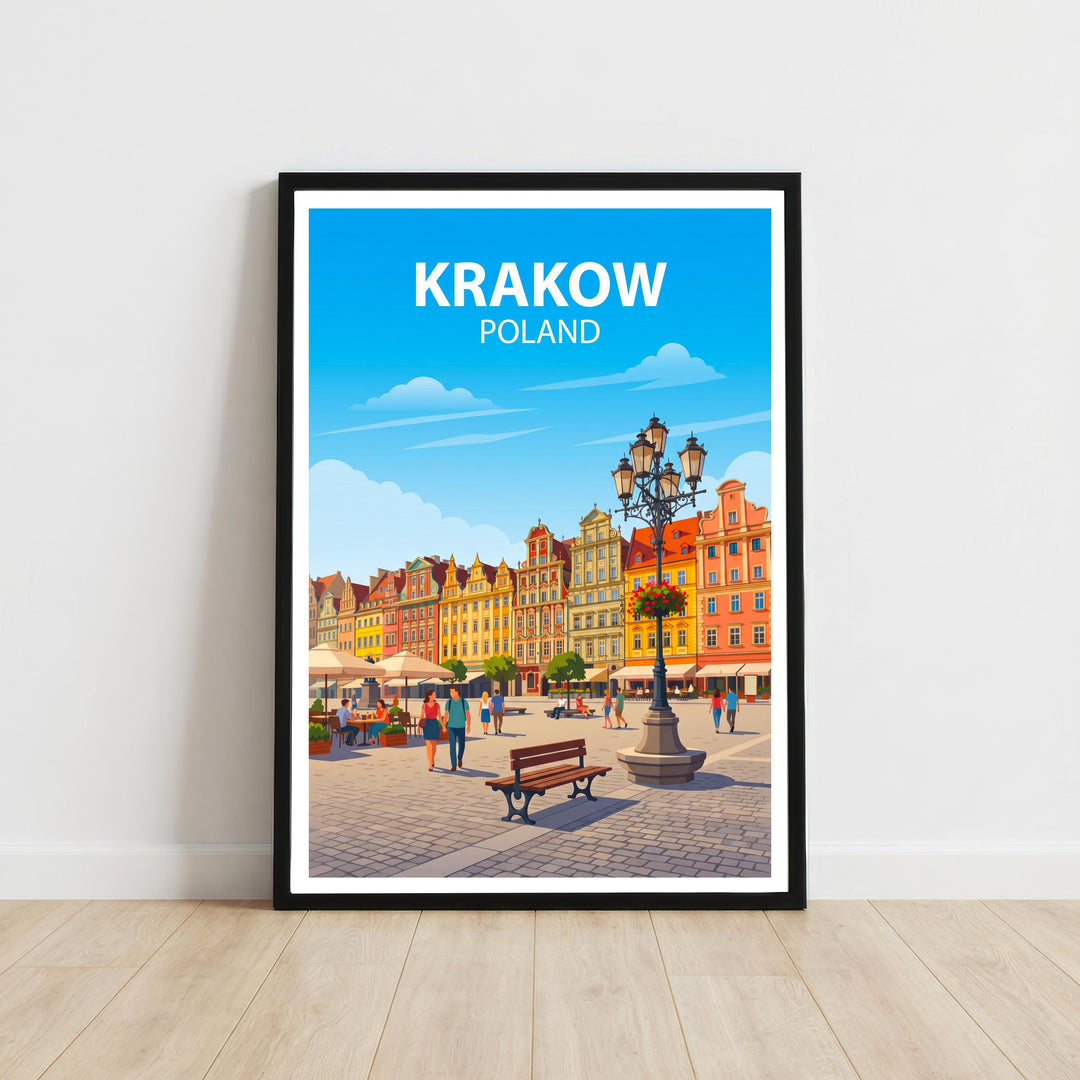 Krakow Poland Travel Print Historic City Wall Decor European Landmark Travel Poster Polish Gift Home Décor
