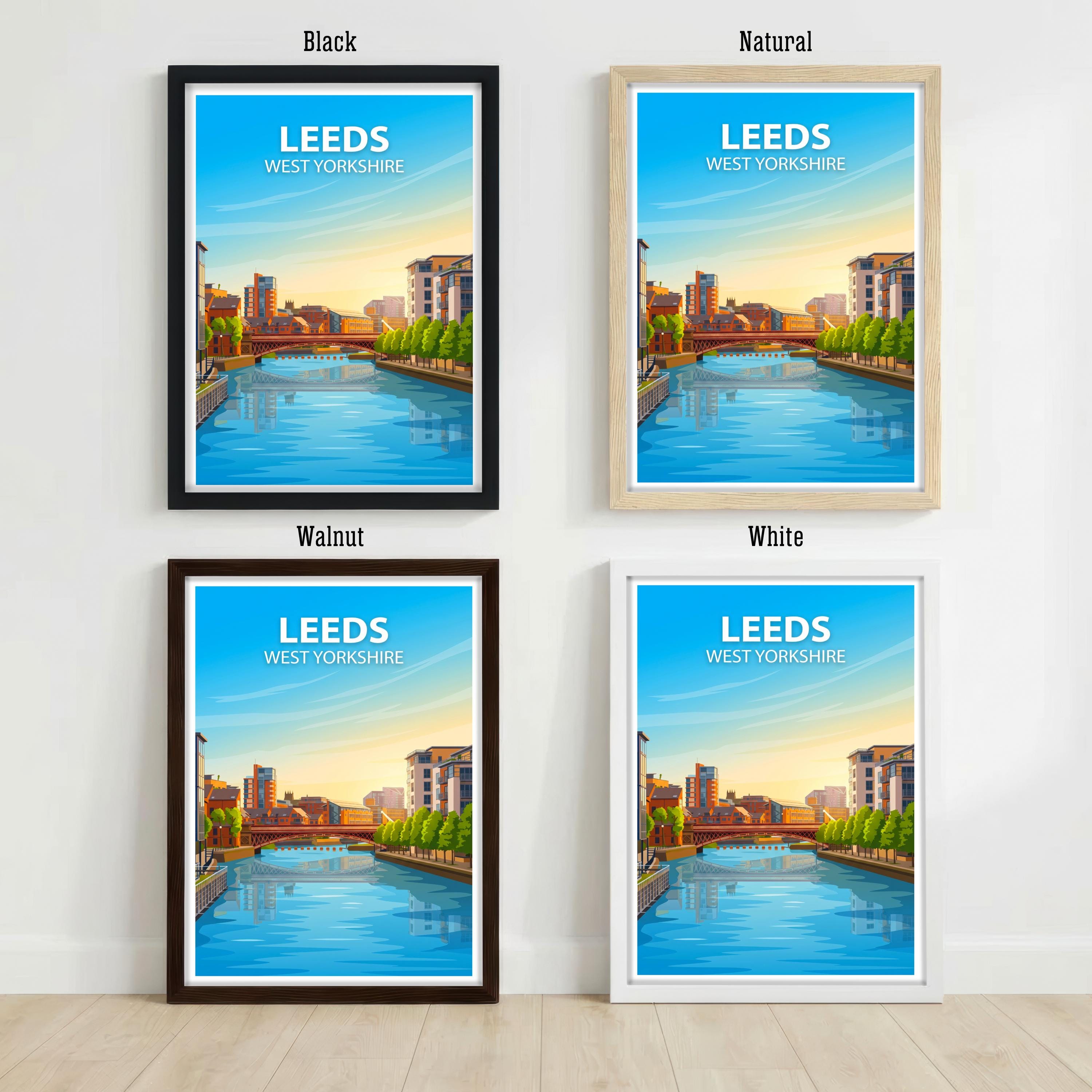 Leeds West Yorkshire Travel Print Northern City Wall Decor Yorkshire Landmark Travel Poster UK Gift Home Décor