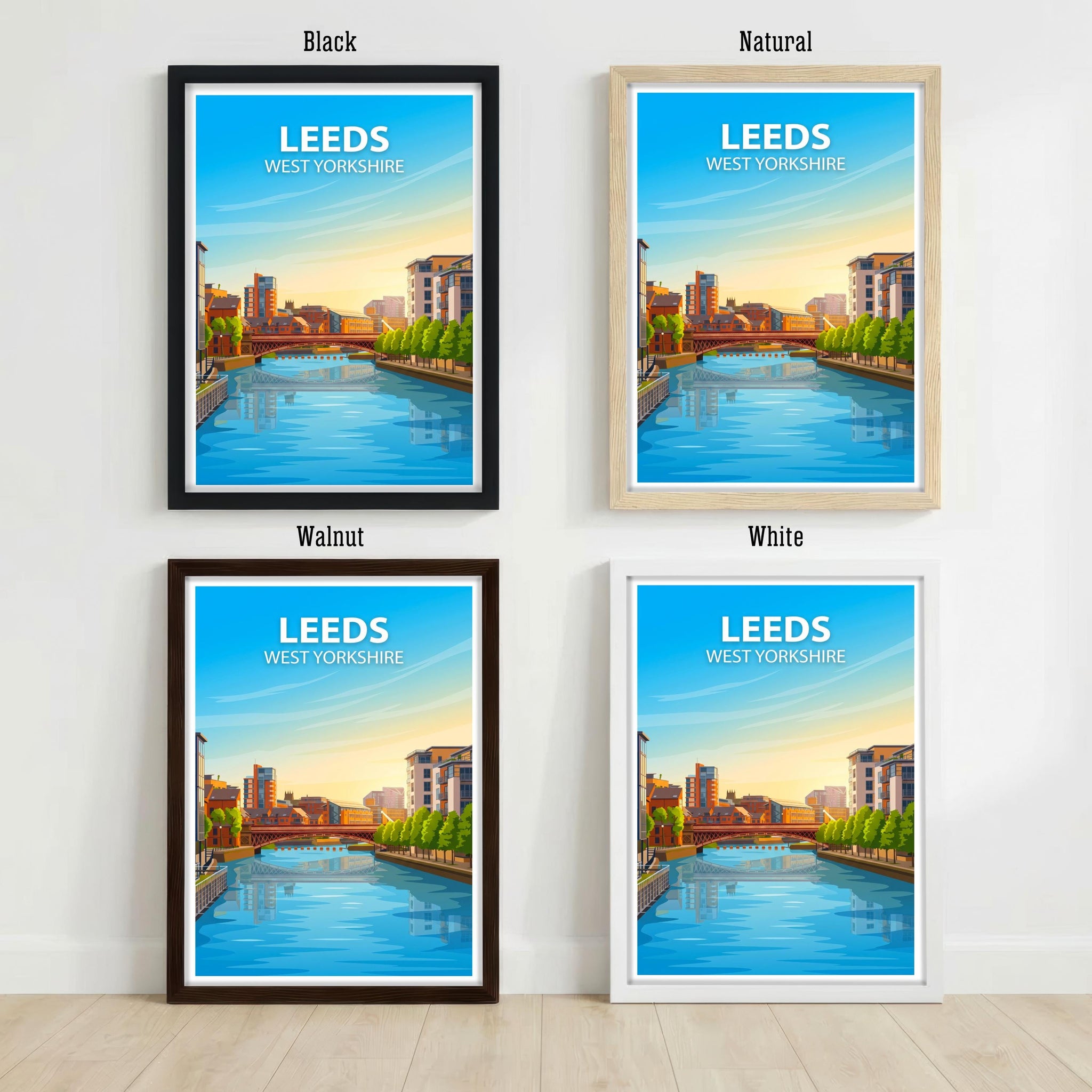 Leeds West Yorkshire Travel Print Northern City Wall Decor Yorkshire Landmark Travel Poster UK Gift Home Décor