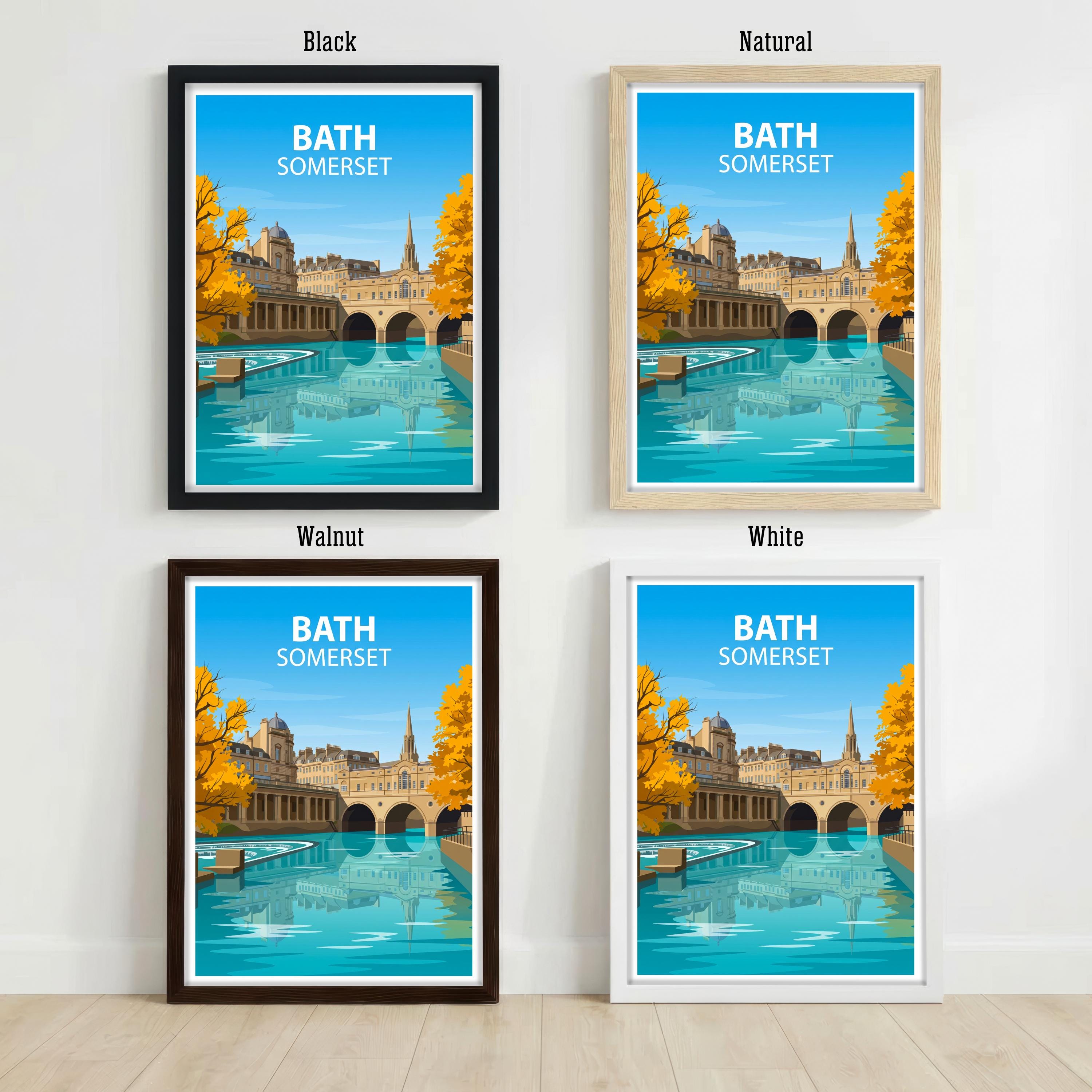 Bath Somerset Travel Print Georgian City Wall Decor Roman Baths Travel Poster UK Gift Home Décor