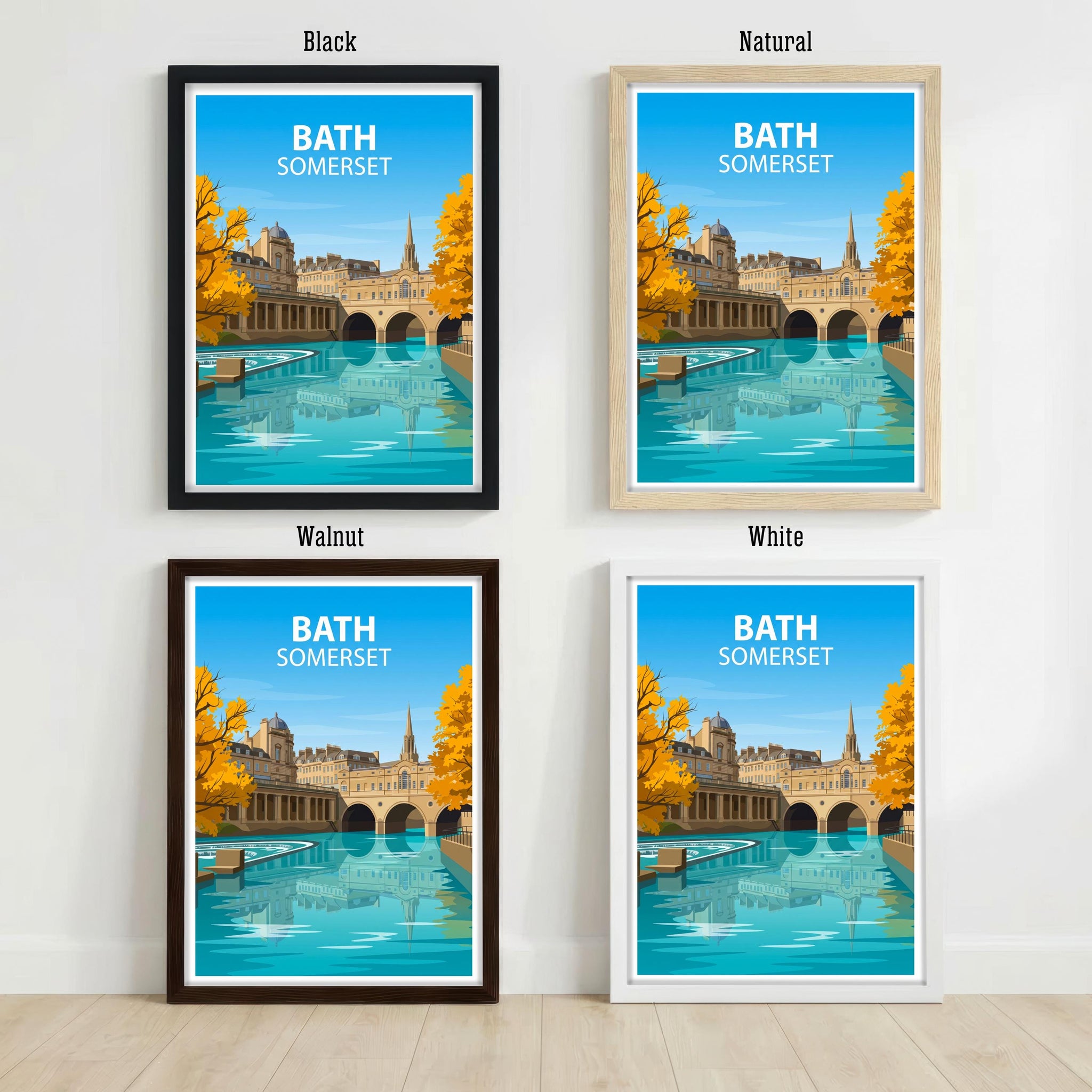 Bath Somerset Travel Print Georgian City Wall Decor Roman Baths Travel Poster UK Gift Home Décor