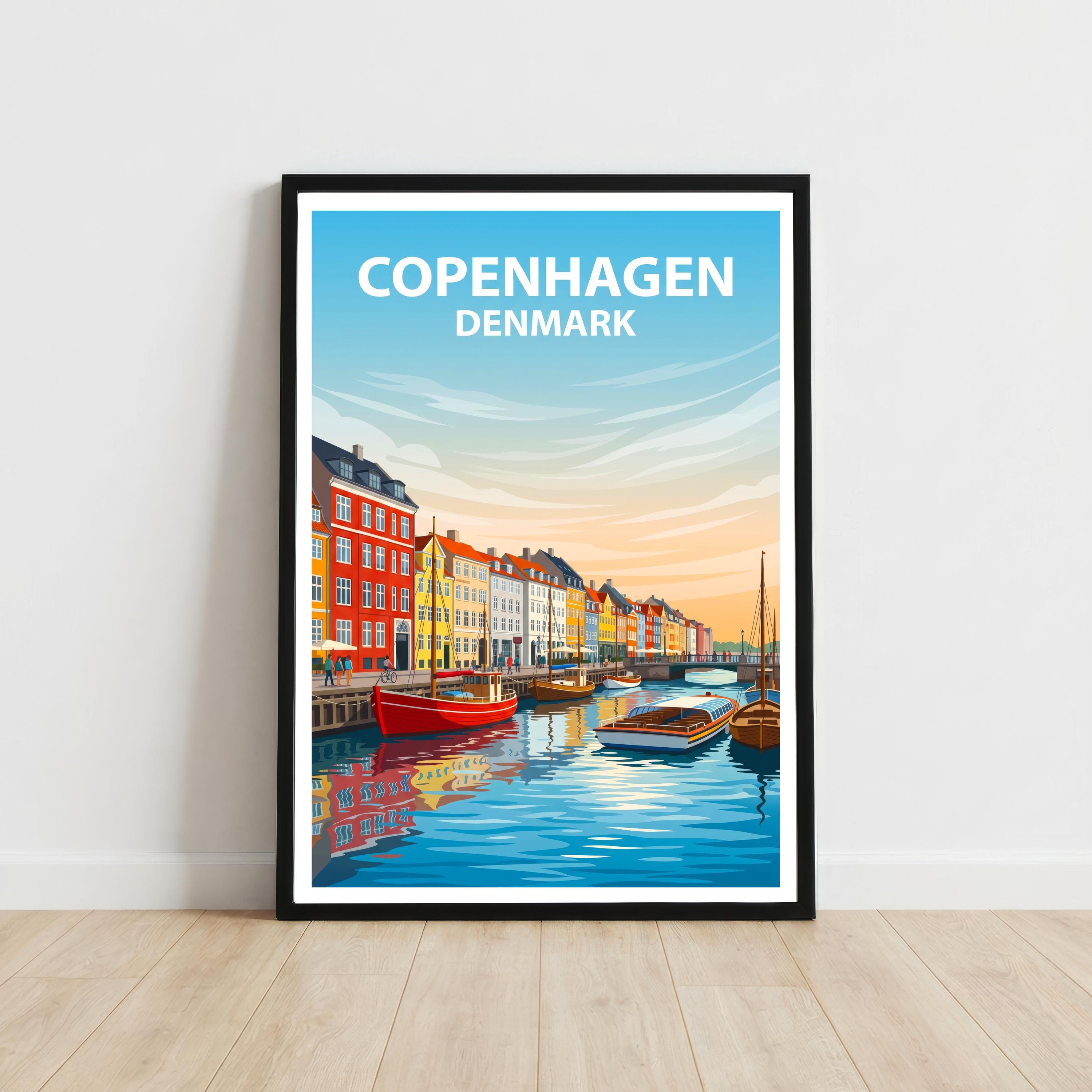 Copenhagen Denmark Travel Print Scandinavian City Wall Decor Nordic Travel Poster European Gift Home Décor