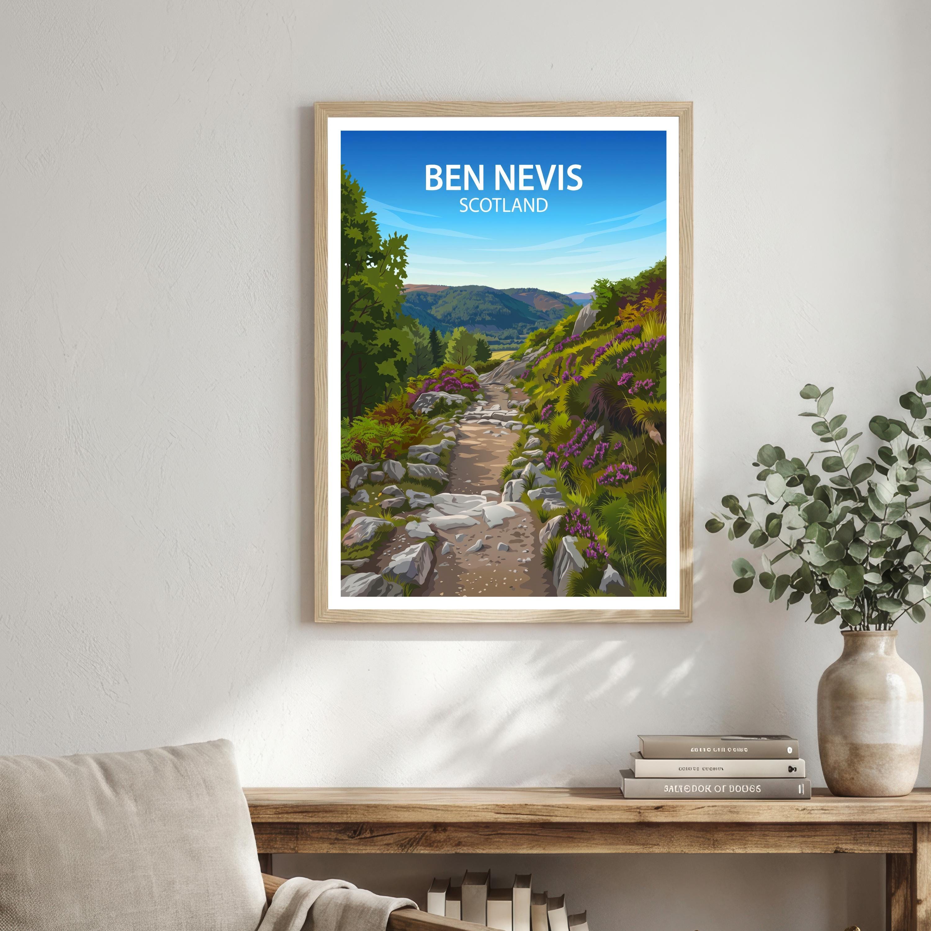 Ben Nevis Scotland Travel Print Mountain Landscape Wall Decor Scottish Highlands Travel Poster UK Gift Home Décor