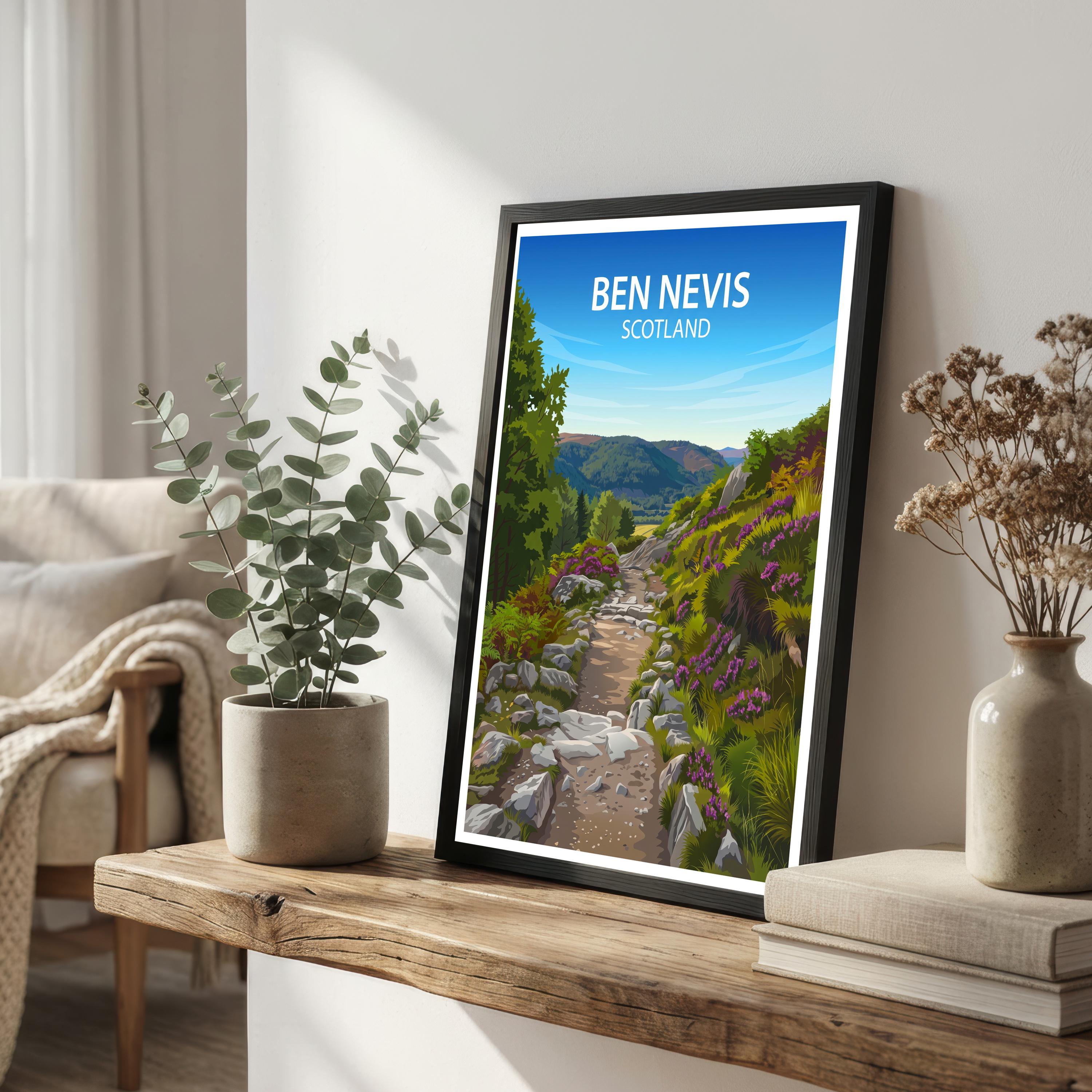 Ben Nevis Scotland Travel Print Mountain Landscape Wall Decor Scottish Highlands Travel Poster UK Gift Home Décor
