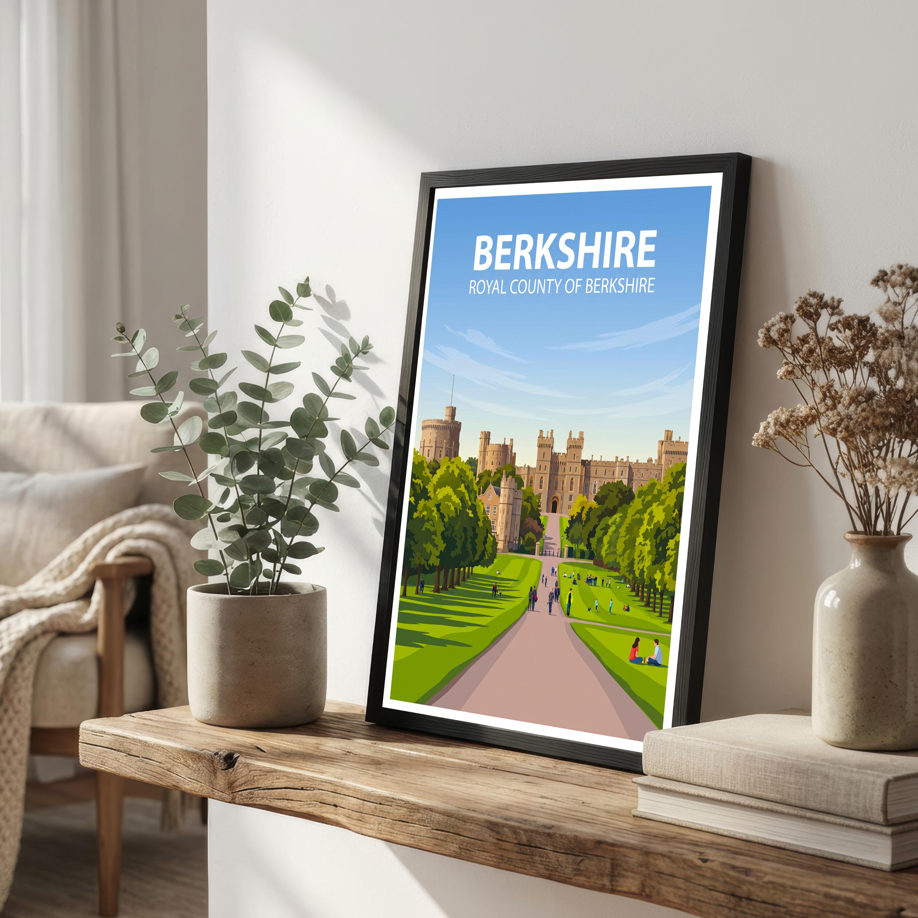 Berkshire England Travel Print Thames Valley Countryside Wall Decor Historic County Travel Poster UK Gift Home Décor