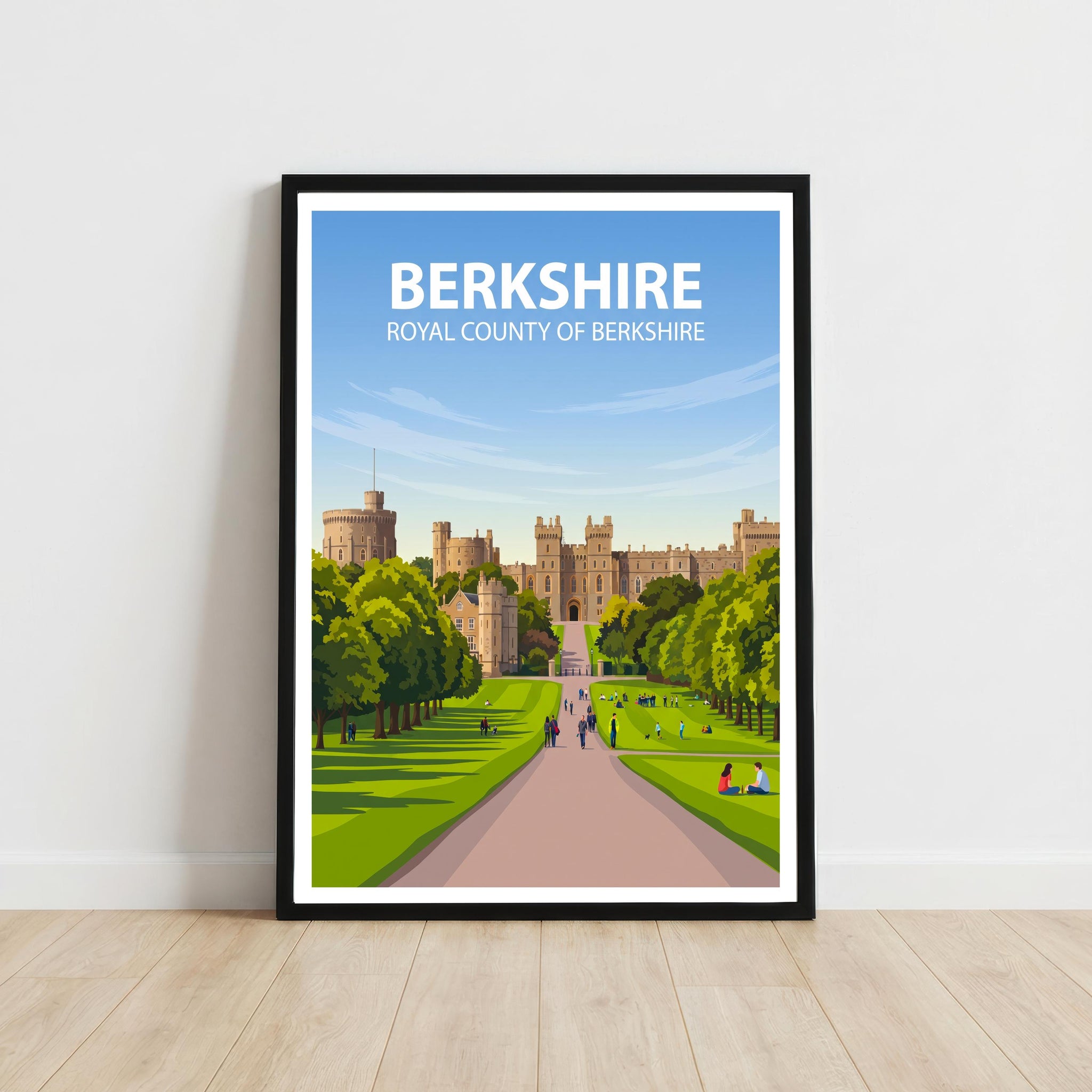 Berkshire England Travel Print Thames Valley Countryside Wall Decor Historic County Travel Poster UK Gift Home Décor