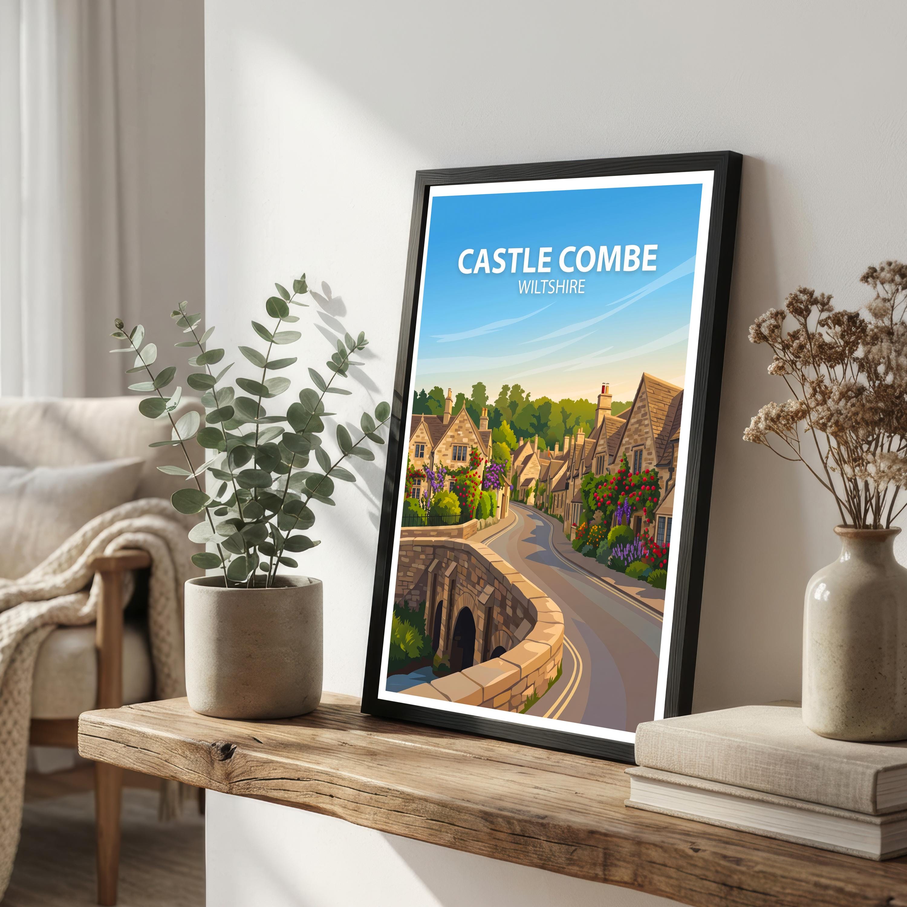 Castle Combe Wiltshire Travel Print Cotswolds Village Wall Decor English Countryside Travel Poster UK Gift Home Décor