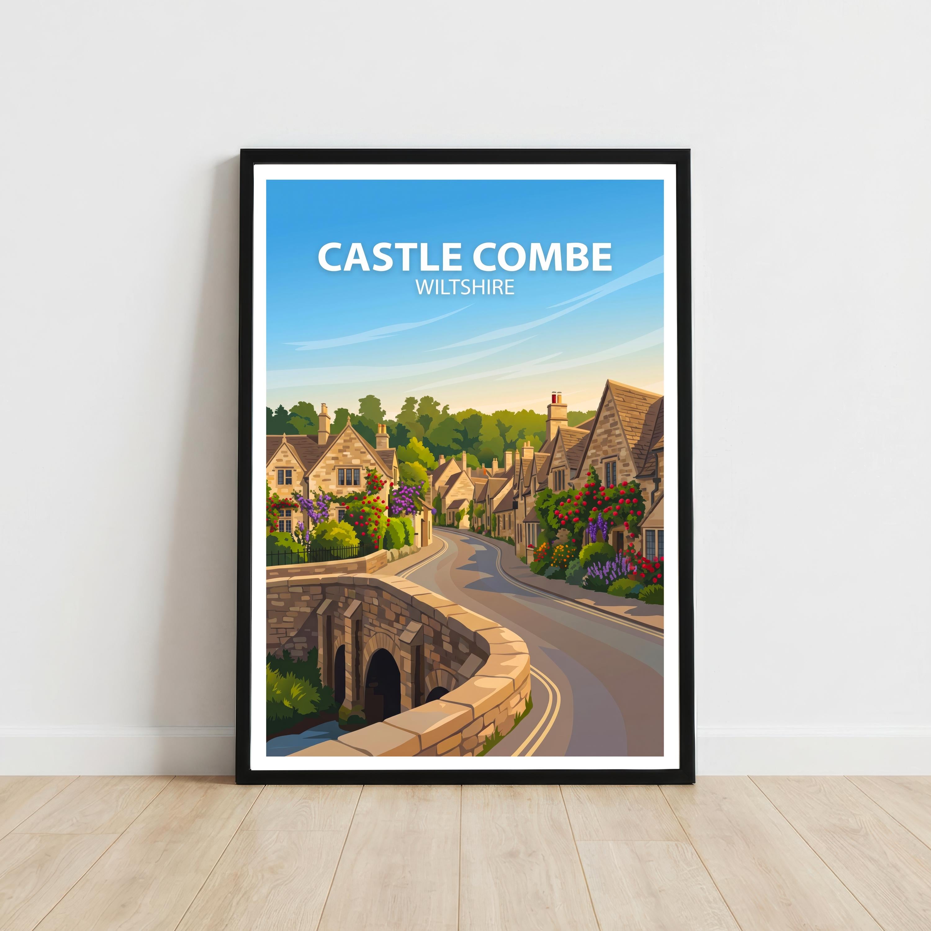 Castle Combe Wiltshire Travel Print Cotswolds Village Wall Decor English Countryside Travel Poster UK Gift Home Décor