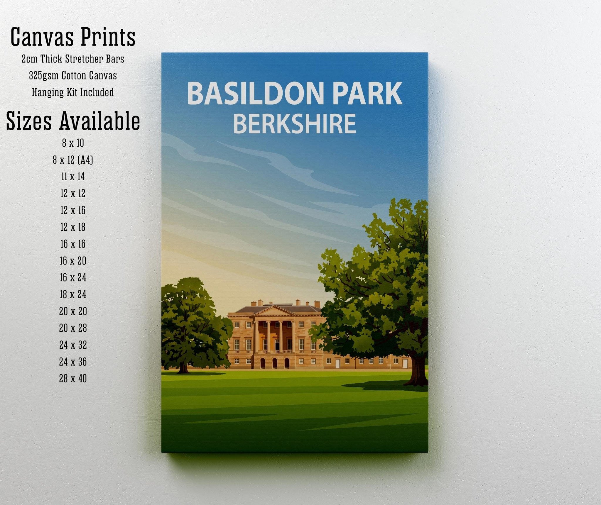 Basildon Park Berkshire Travel Print Historic House Wall Decor English Countryside Travel Poster UK Gift Home Décor