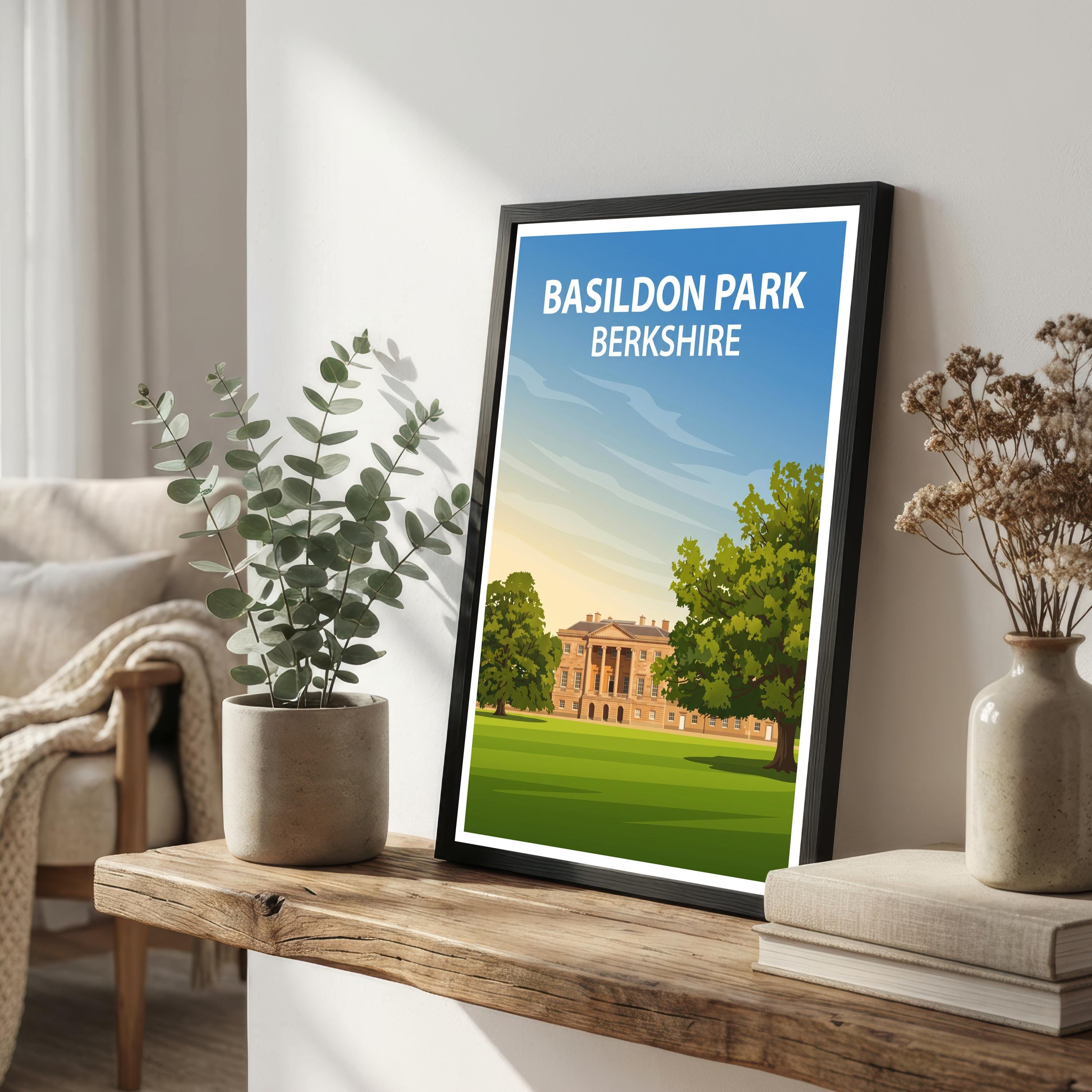 Basildon Park Berkshire Travel Print Historic House Wall Decor English Countryside Travel Poster UK Gift Home Décor