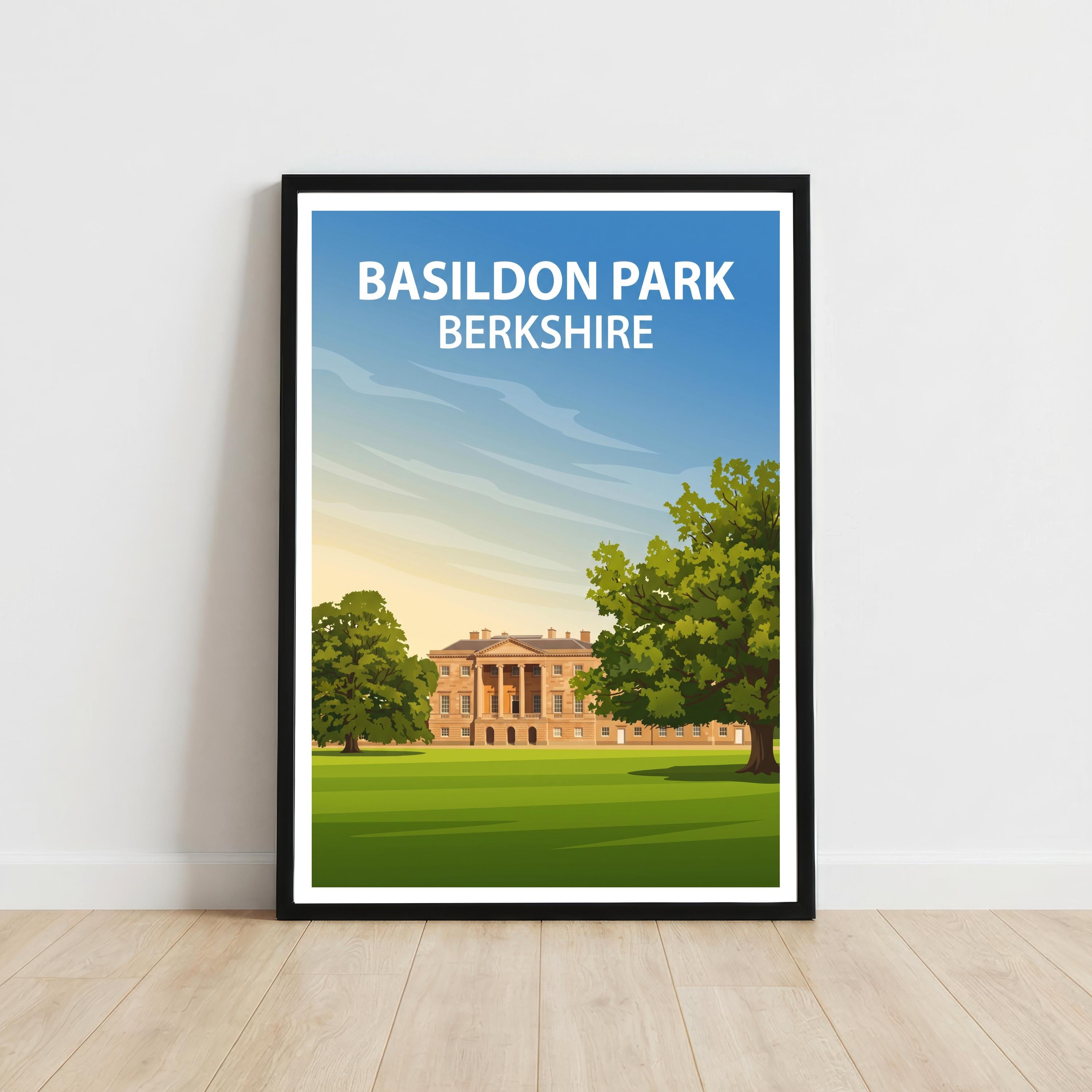 Basildon Park Berkshire Travel Print Historic House Wall Decor English Countryside Travel Poster UK Gift Home Décor