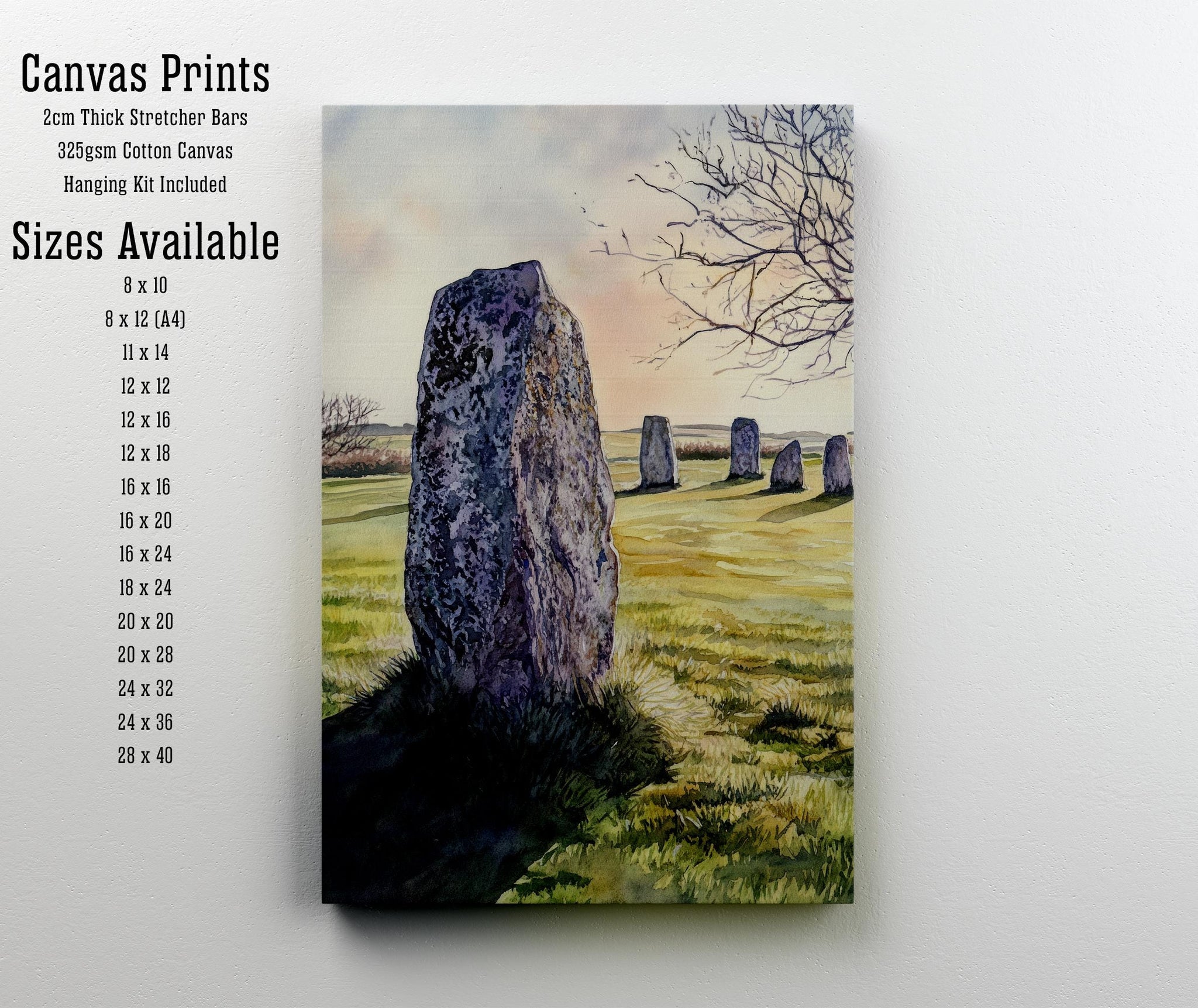 Avebury Wiltshire Travel Print Stone Circle Wall Decor English Countryside Travel Poster UK Gift Home Décor
