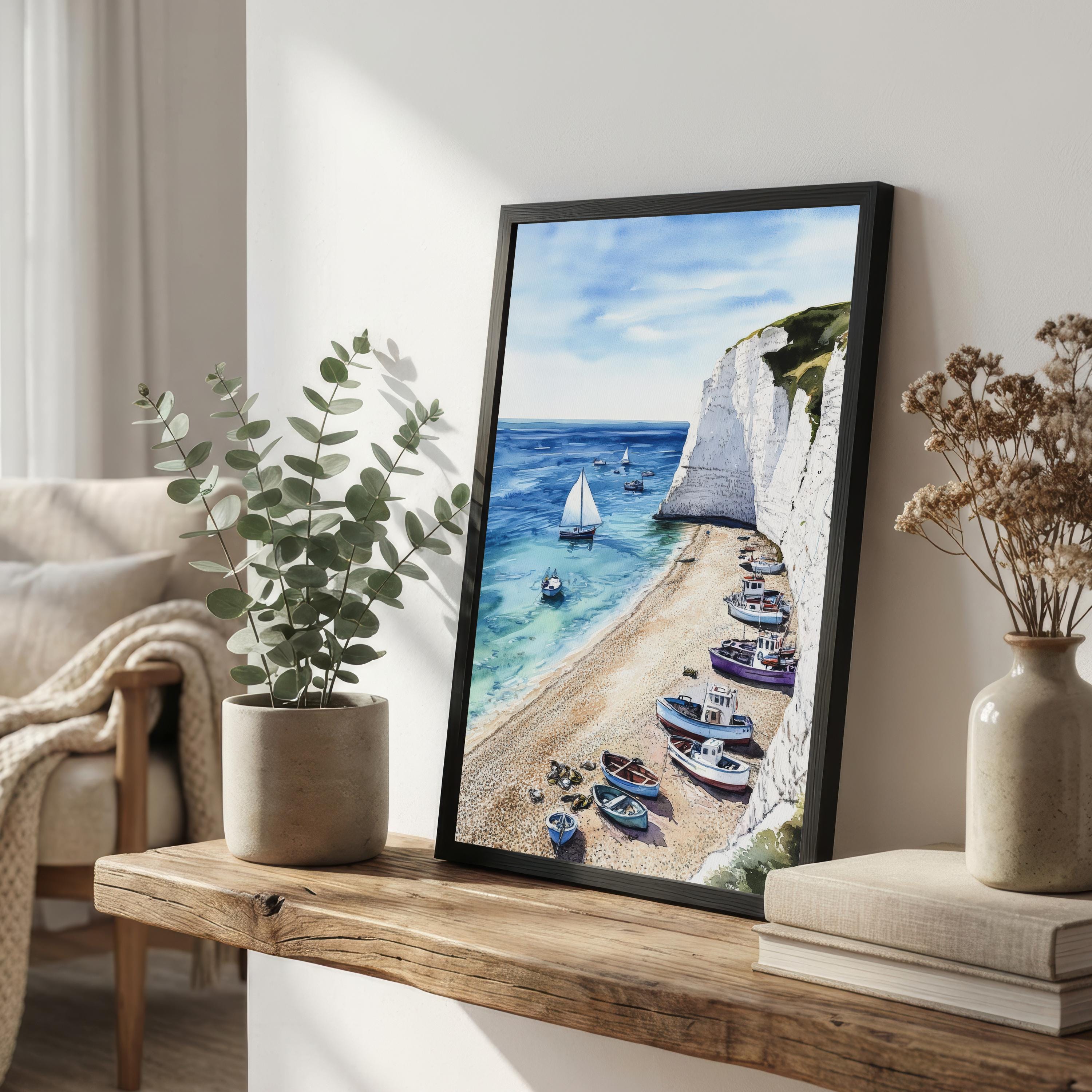 Beer Devon Travel Print Seaside Village Wall Decor Jurassic Coast Travel Poster UK Gift Home Décor