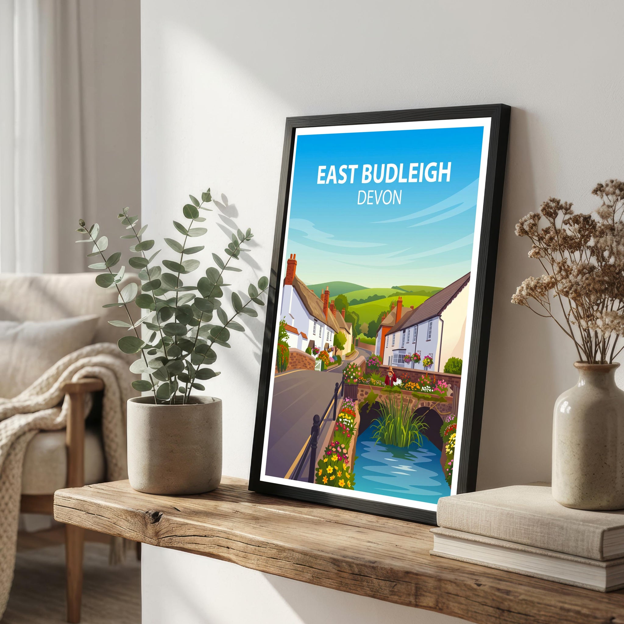 East Budleigh Devon Travel Print Historic Village Wall Decor English Countryside Travel Poster UK Gift Home Décor