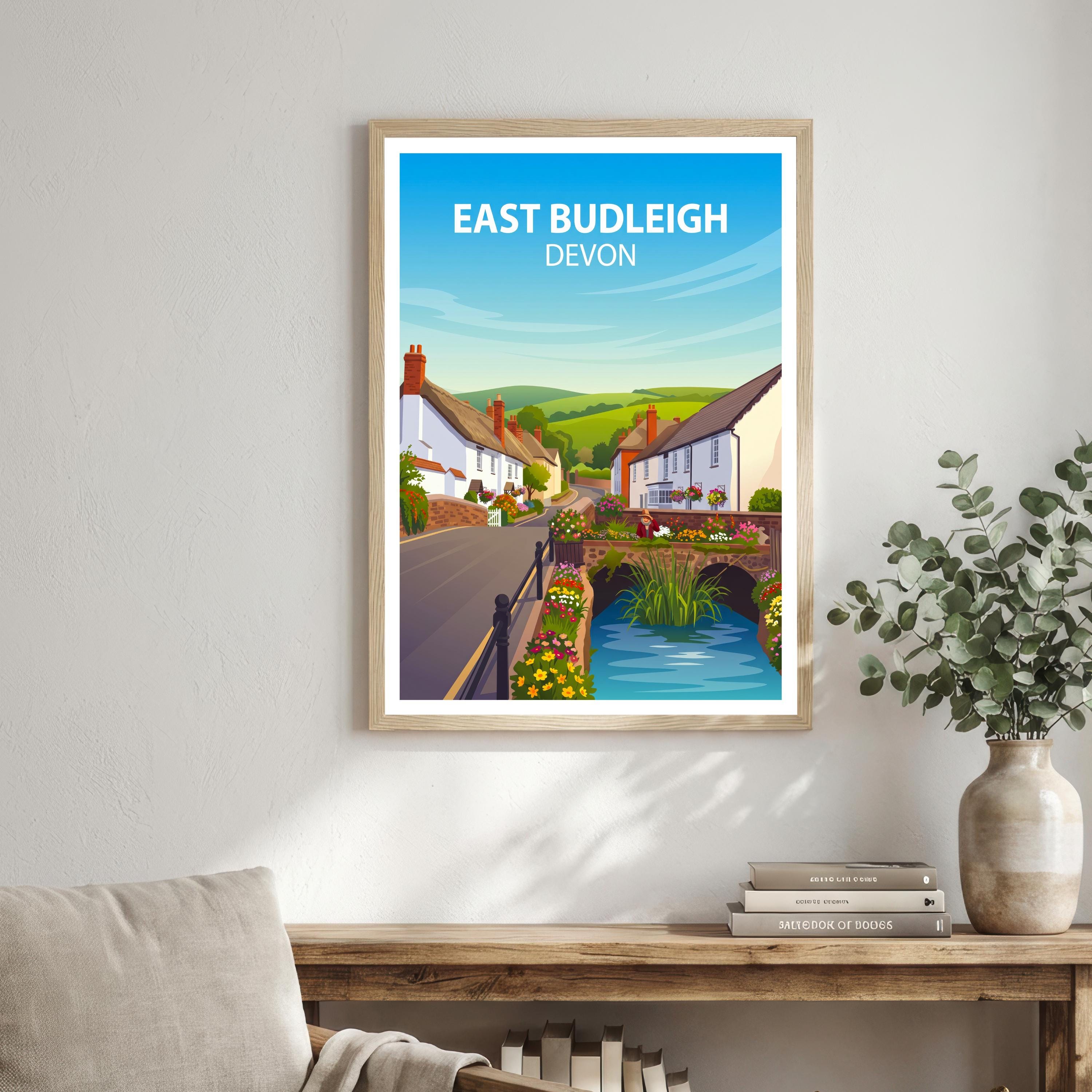 East Budleigh Devon Travel Print Historic Village Wall Decor English Countryside Travel Poster UK Gift Home Décor