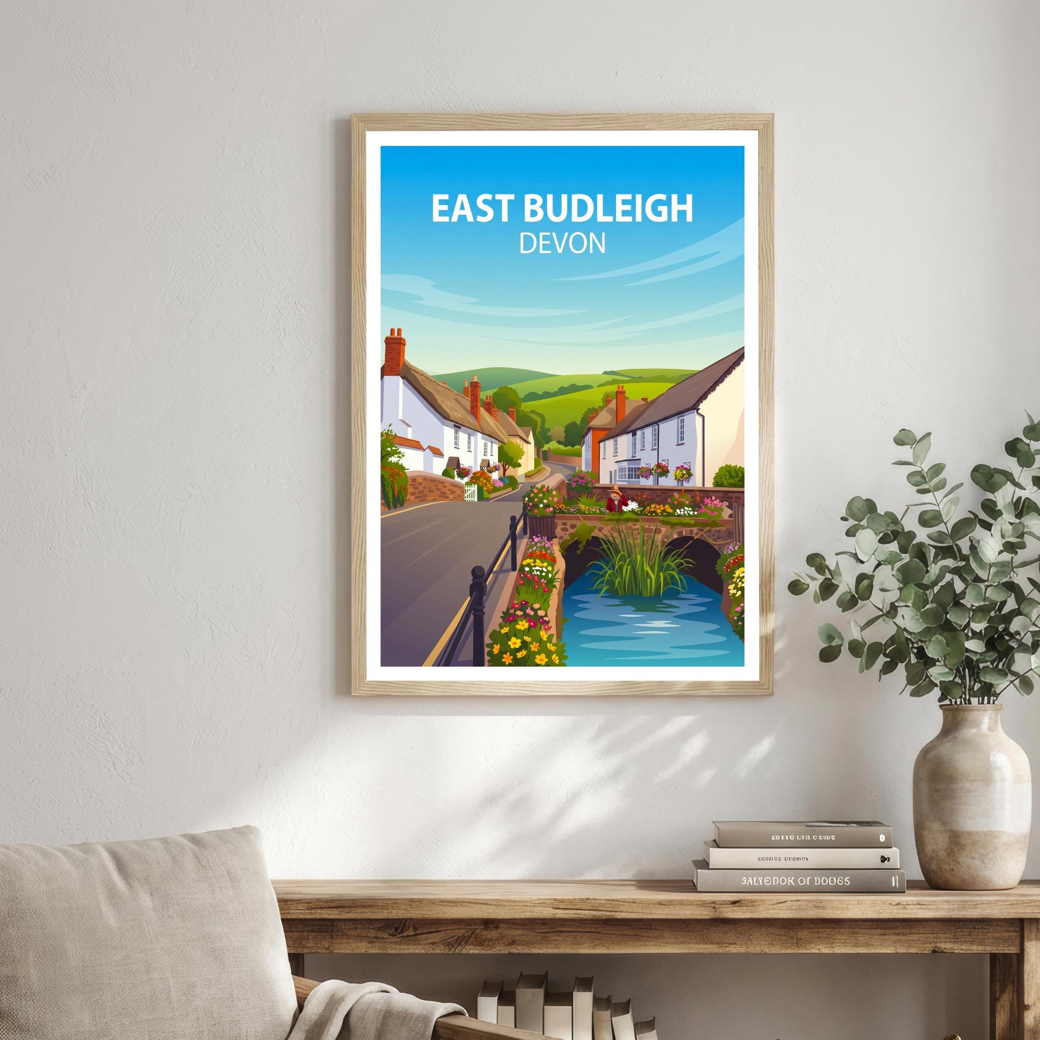 East Budleigh Devon Travel Print Historic Village Wall Decor English Countryside Travel Poster UK Gift Home Décor