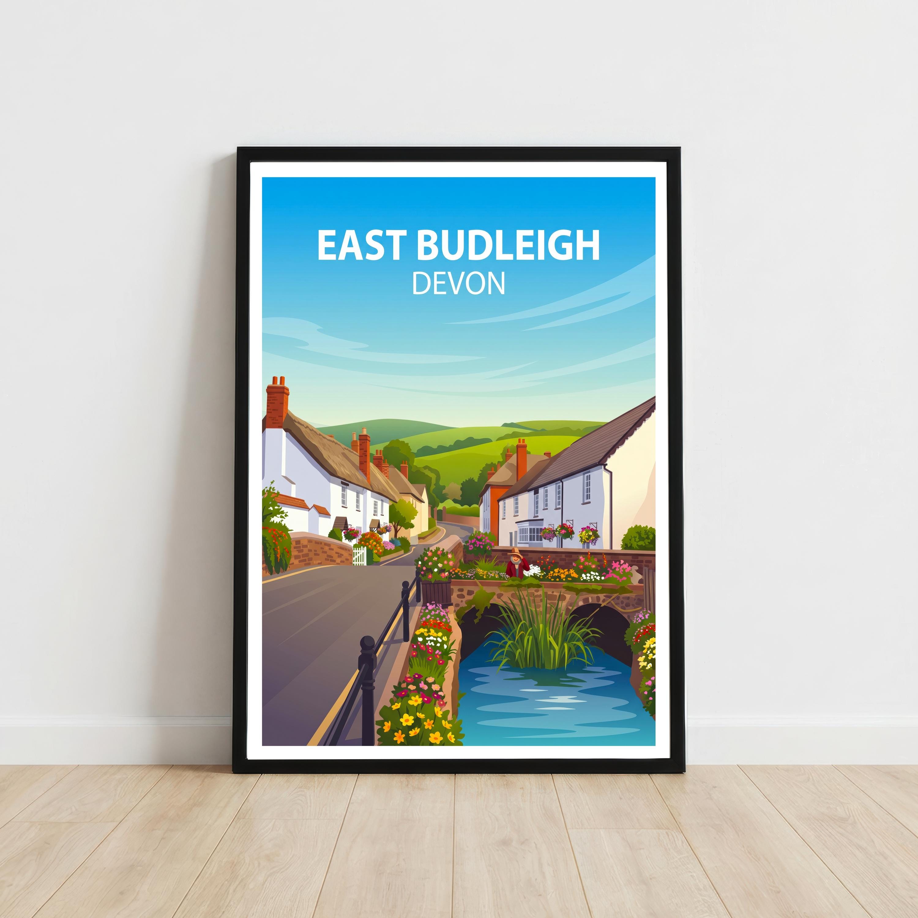 East Budleigh Devon Travel Print Historic Village Wall Decor English Countryside Travel Poster UK Gift Home Décor